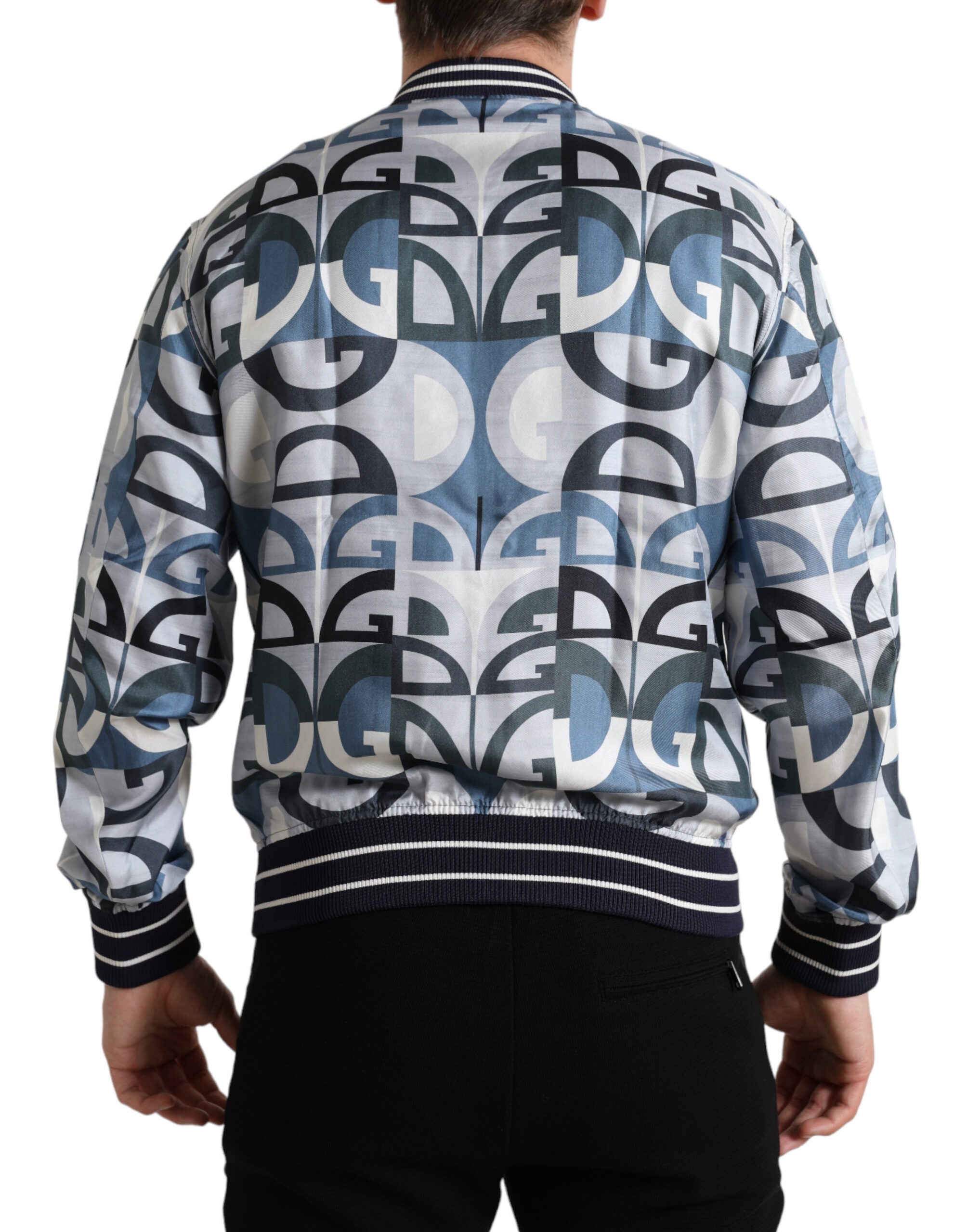 Dolce & Gabbana Mehrfarbige Bomber-Blouson-Jacke mit Logodruck