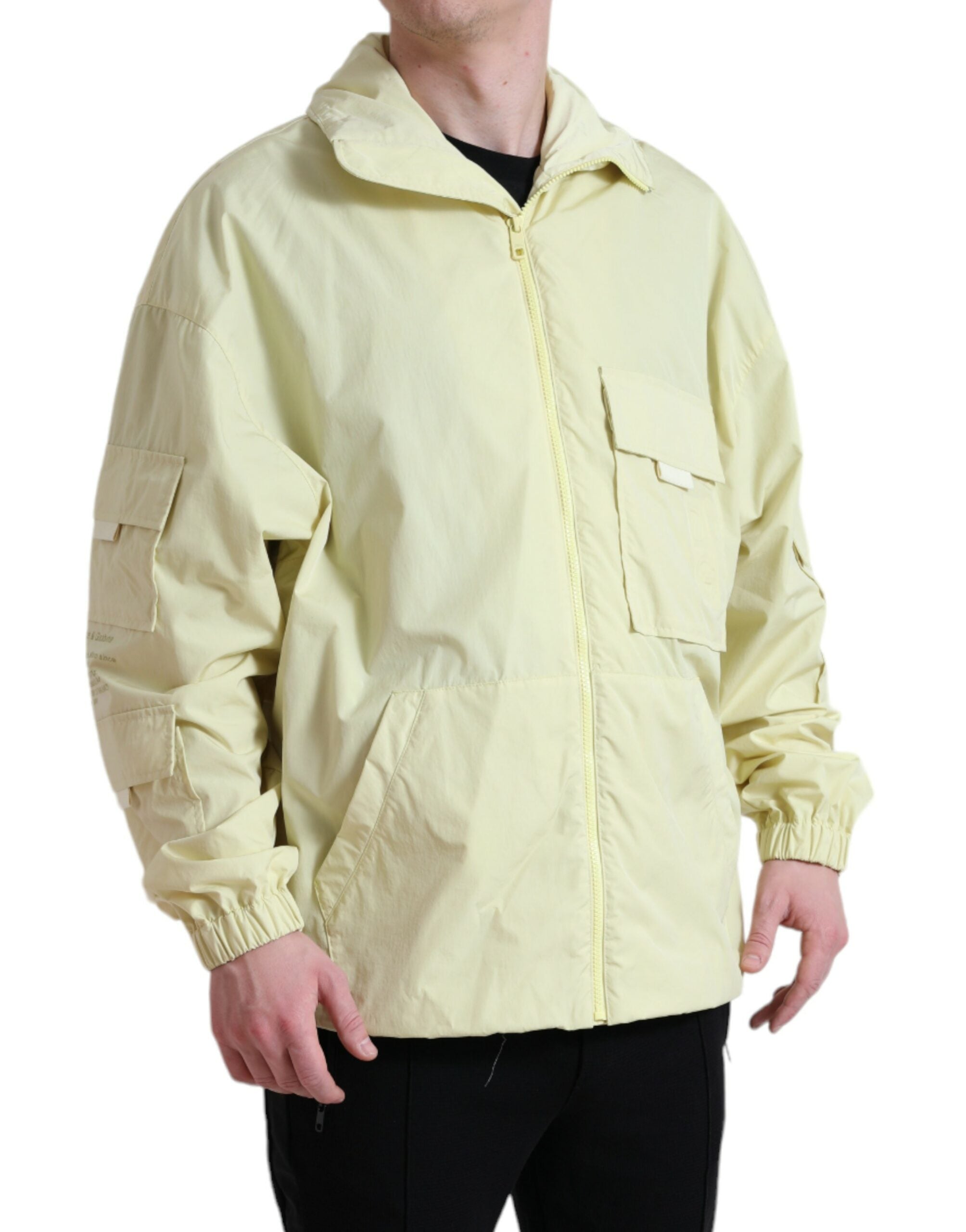 Dolce & Gabbana Gelbe Nylon-Parka-Jacke mit durchgehendem Reißverschluss