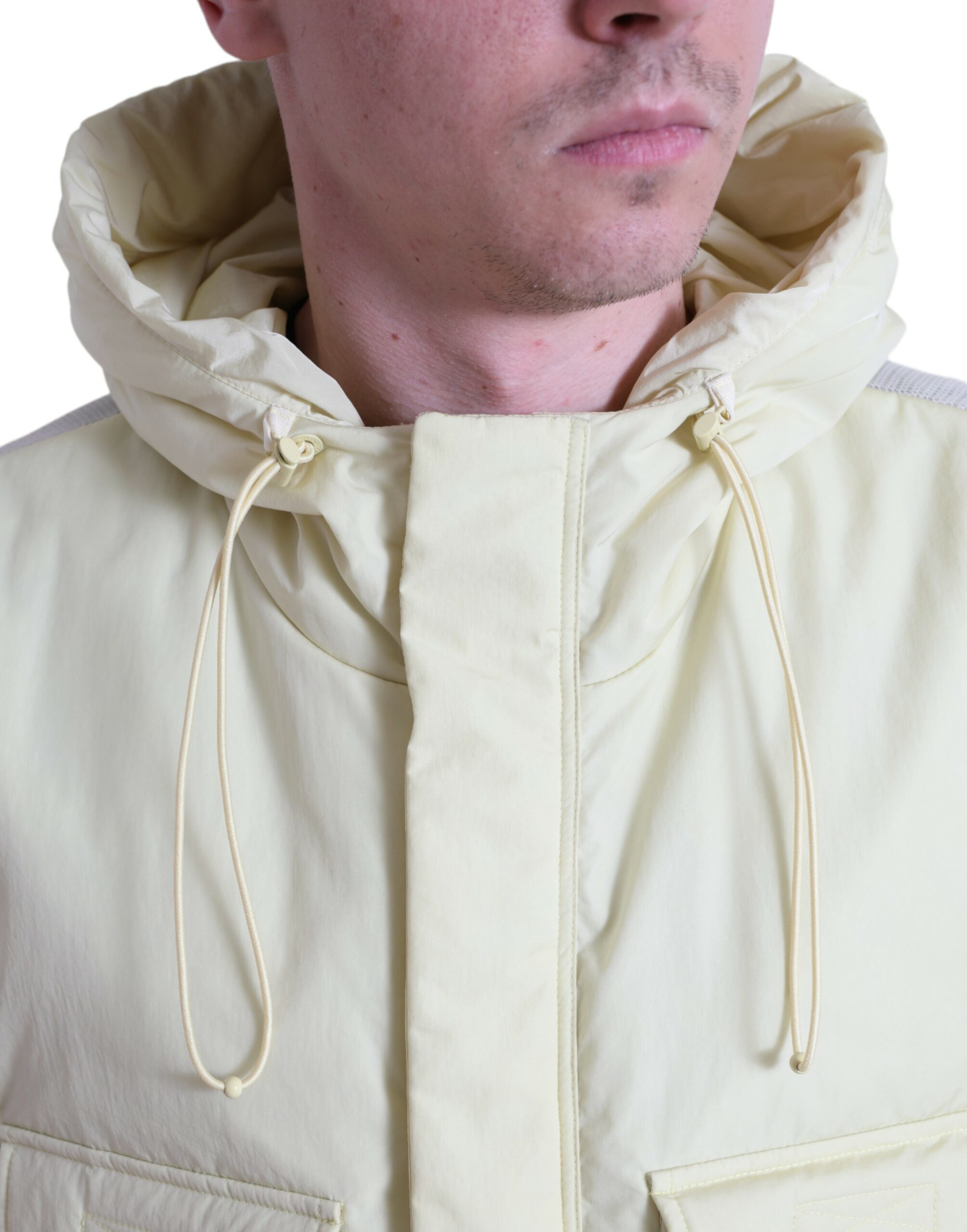 Dolce & Gabbana Gelbe Nylonweste mit Kapuze Sportswear Weste Jacke