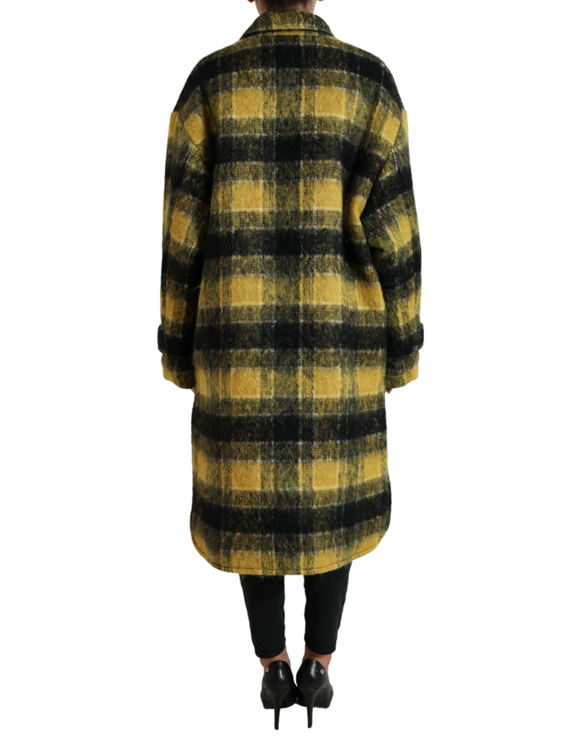 Dolce & Gabbana Gelber karierter Langarm Freizeitmantel Jacke