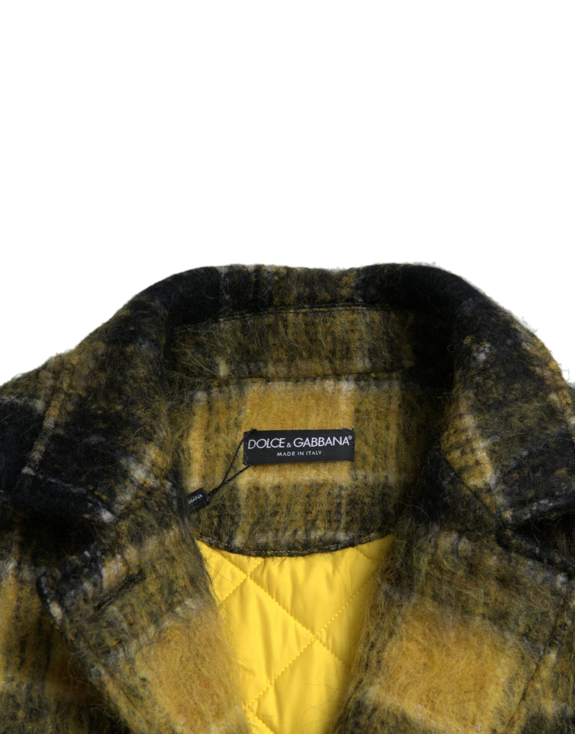 Dolce & Gabbana Gelber karierter Langarm Freizeitmantel Jacke