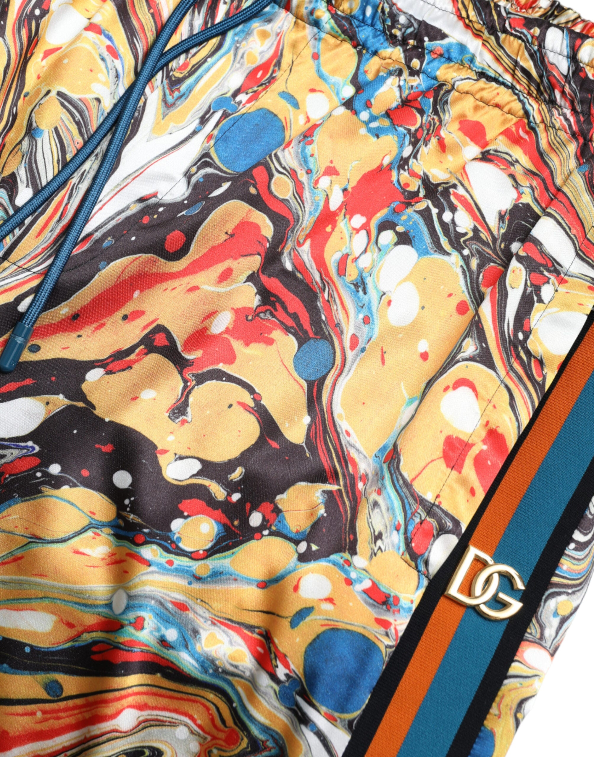 Dolce & Gabbana Multicolor Marmorierte Satin-Hose