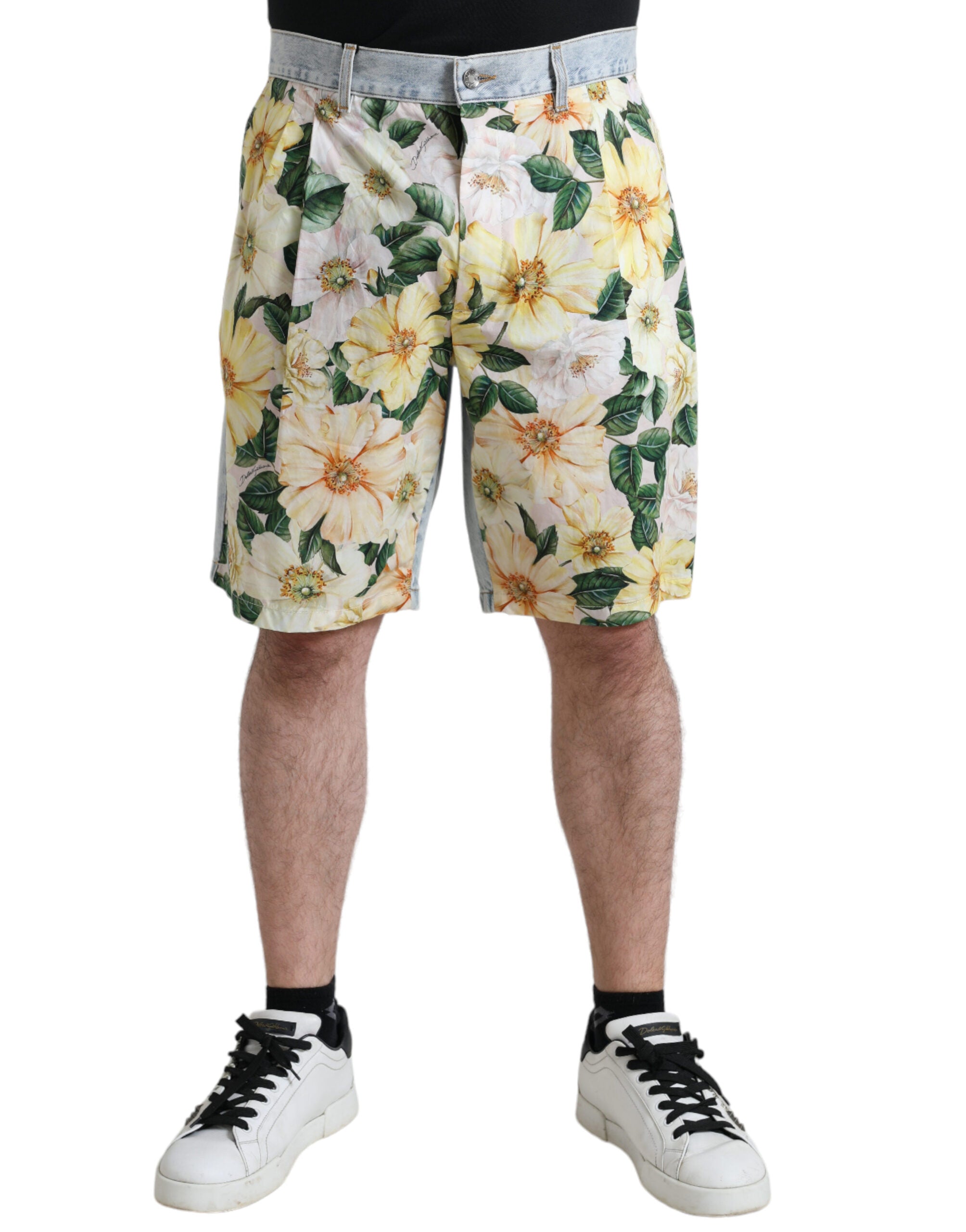 Dolce & Gabbana Bermuda-Shorts aus Denim mit Blumenmuster in mehreren Farben