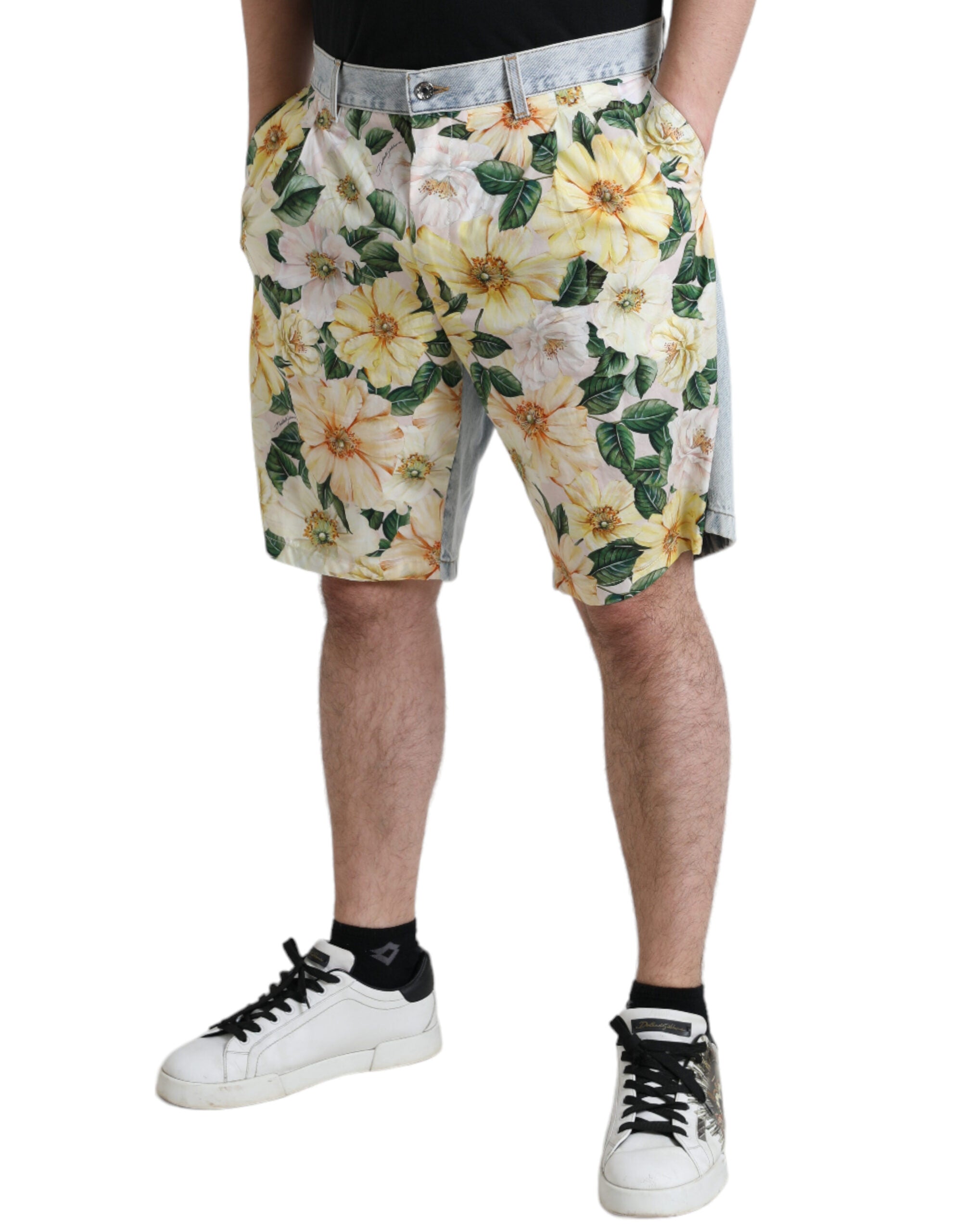 Dolce & Gabbana Bermuda-Shorts aus Denim mit Blumenmuster in mehreren Farben