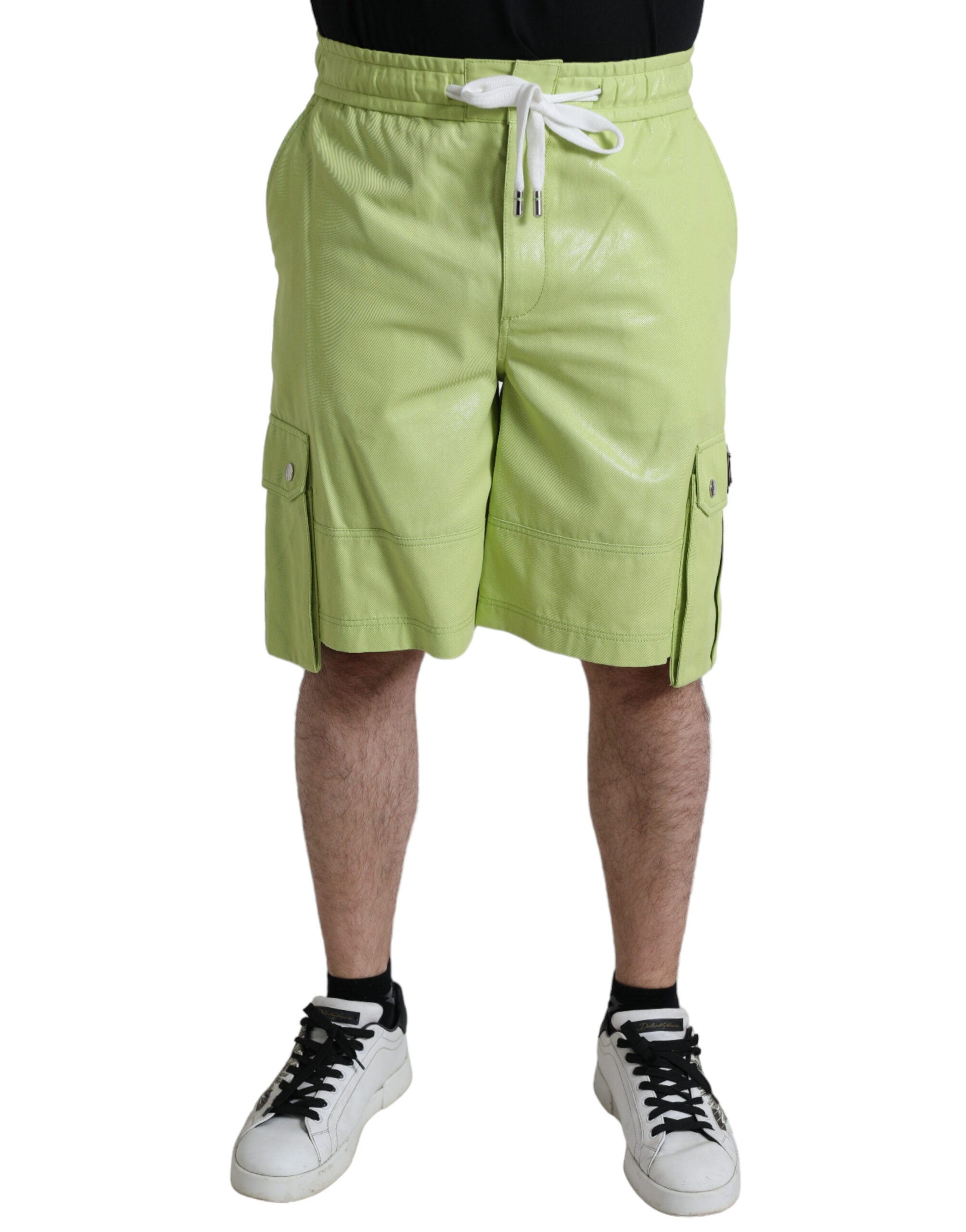 Dolce & Gabbana Hellgrüne Herren Cargo-Bermudashorts aus Baumwolle