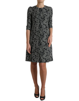 Dolce & Gabbana Schwarzes Chevron-Polyester-Shift-Minikleid