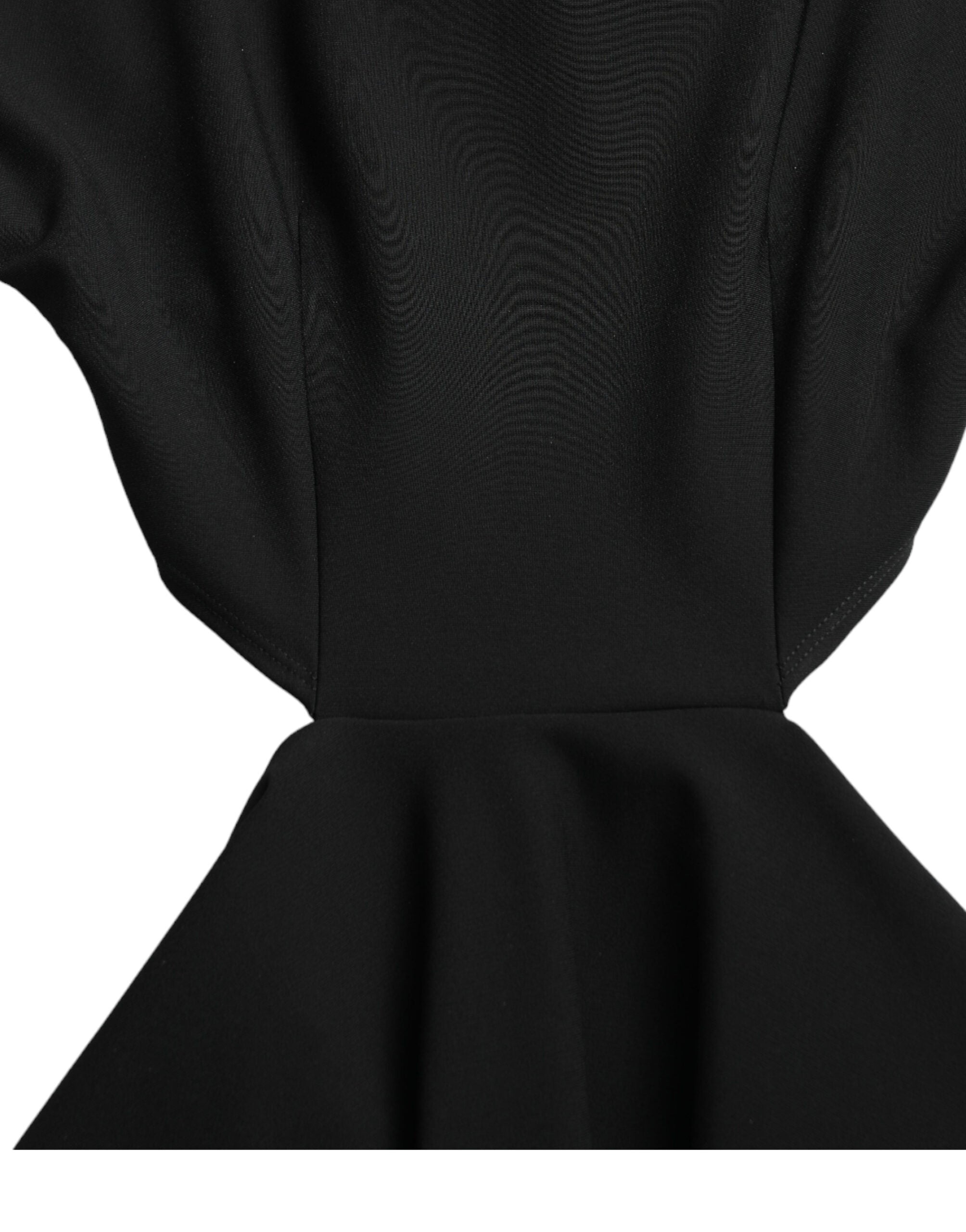 Dolce & Gabbana Schwarzes Minikleid aus Viskose mit langen Ärmeln und Ausschnitt