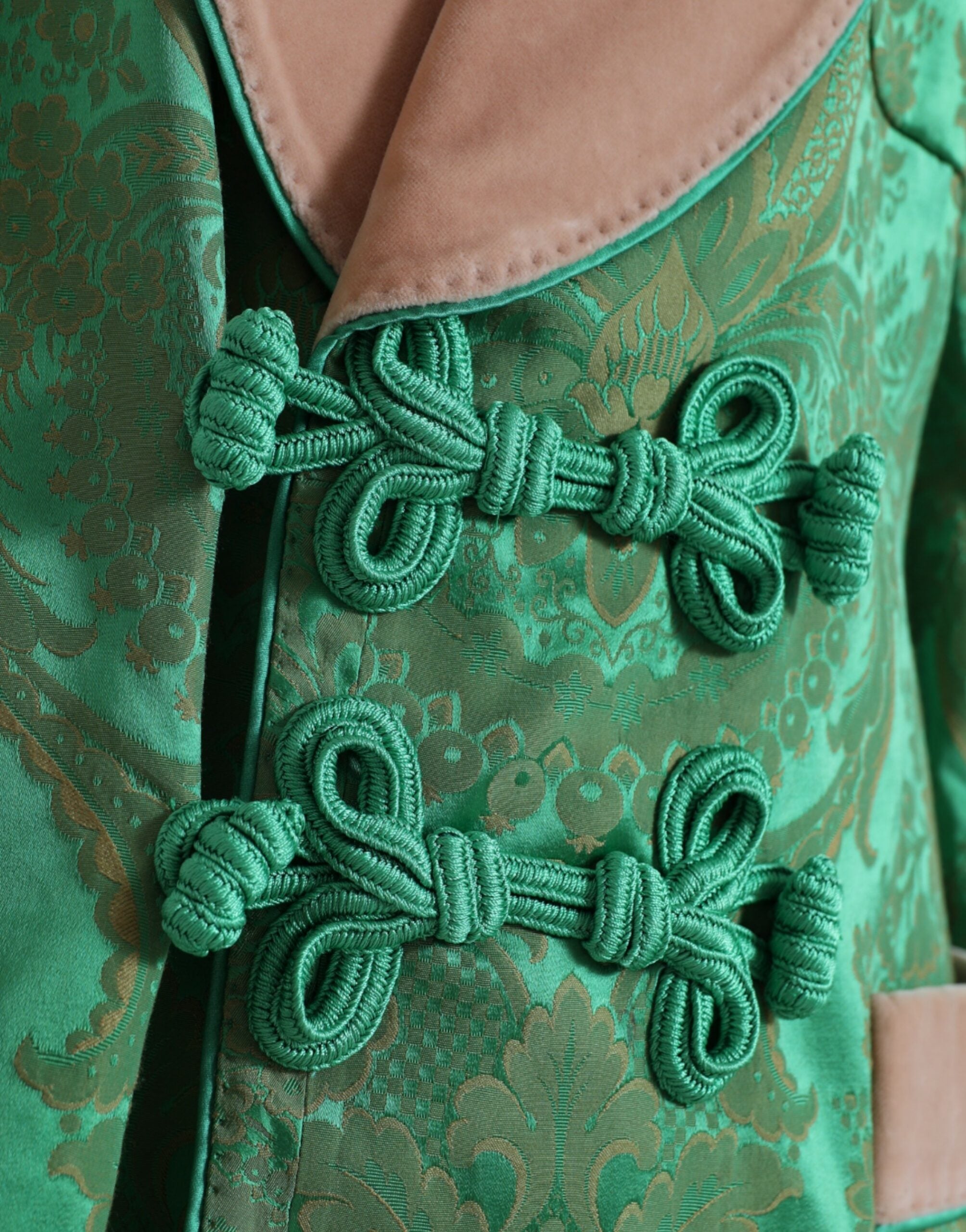 Dolce & Gabbana Grüner geblümter Zweireiher Mantel Jacke