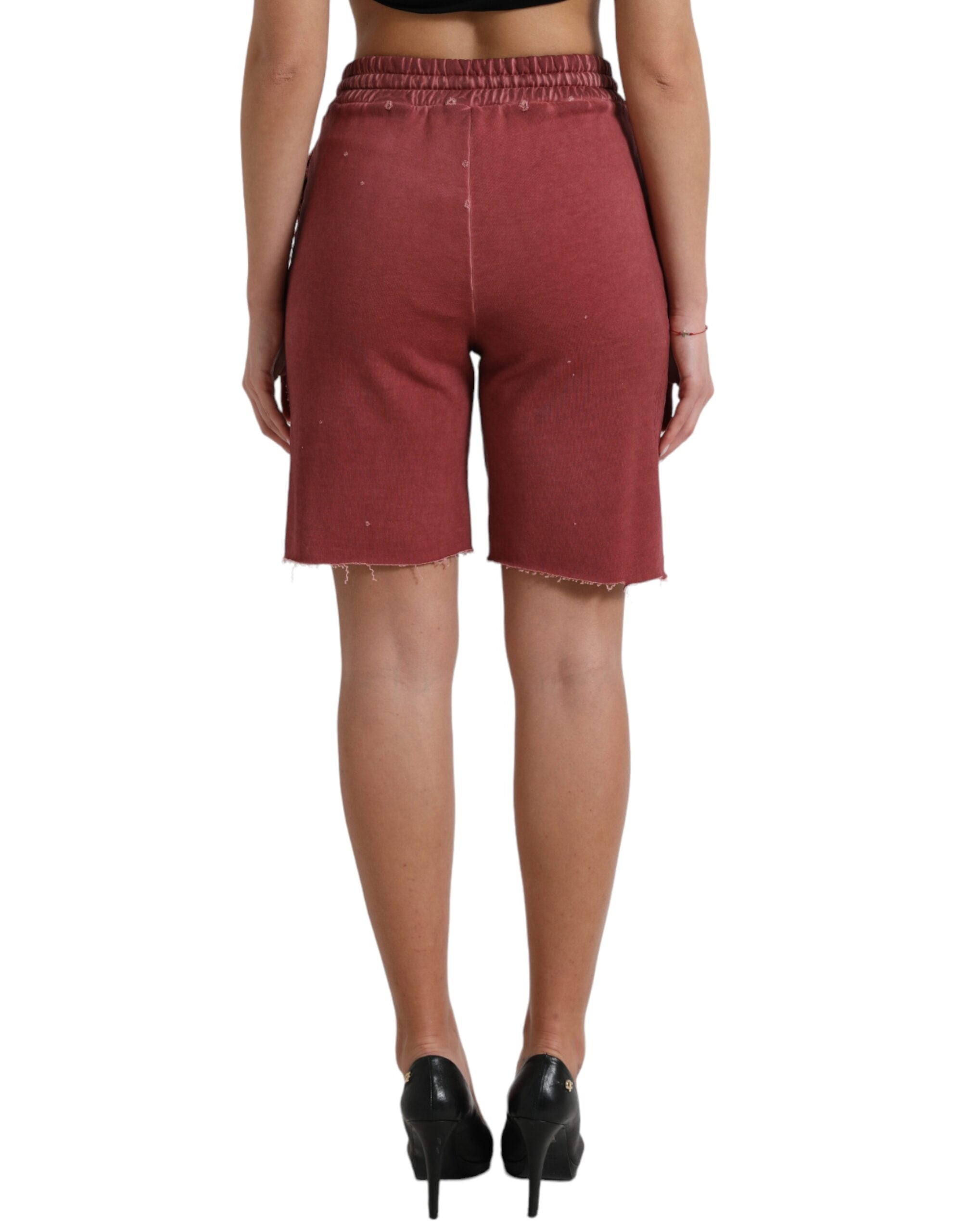 Dolce & Gabbana Kastanienbraune Sweatshorts aus Baumwolle mit hoher Taille Shorts