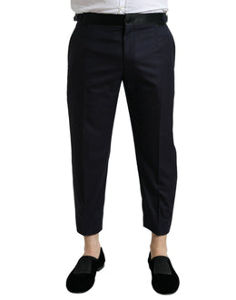 Dolce & Gabbana Blaue Woll-Cropped-Tapered-Hose