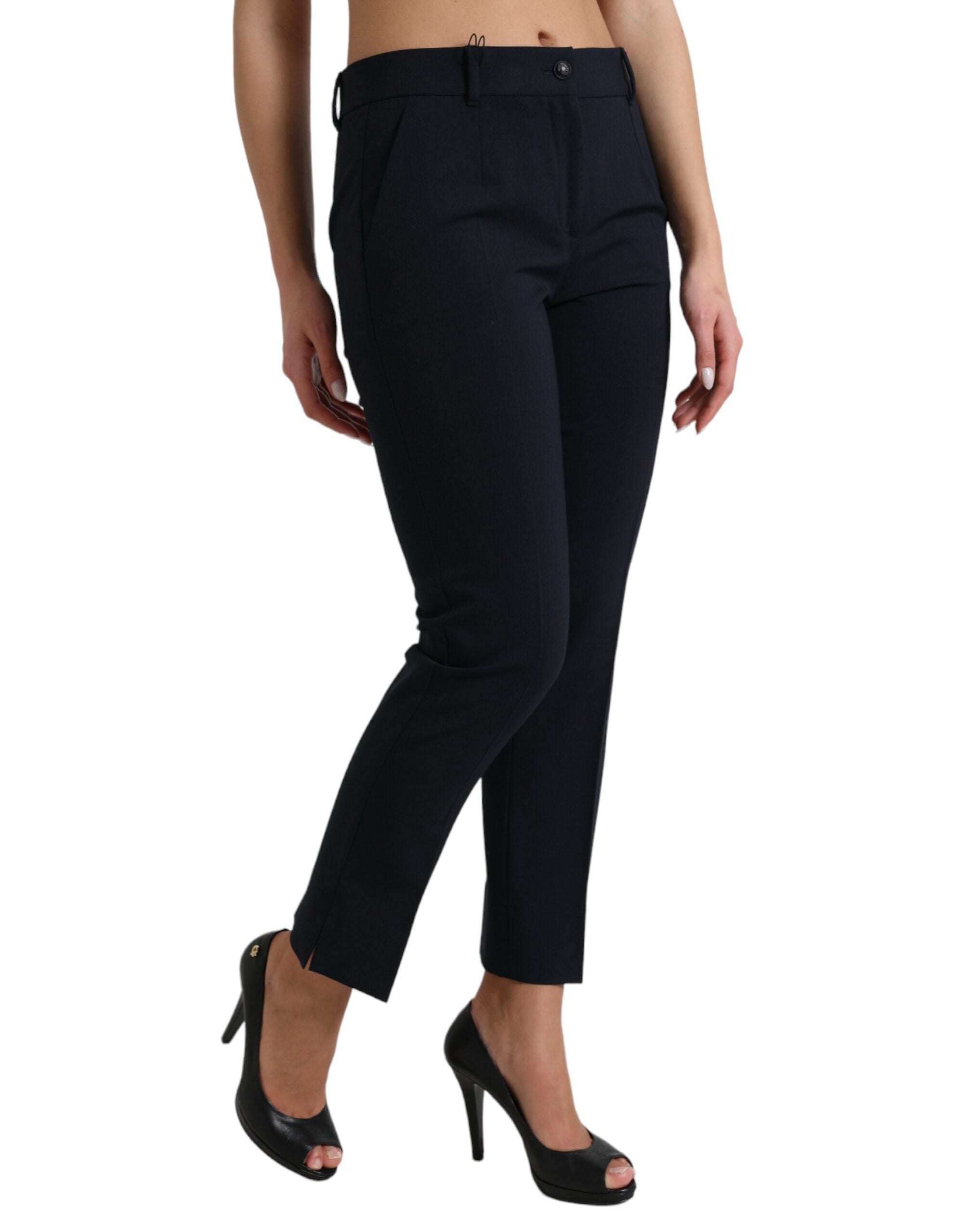 Dolce & Gabbana Blaue Mid Waist Tapered Cropped Pants