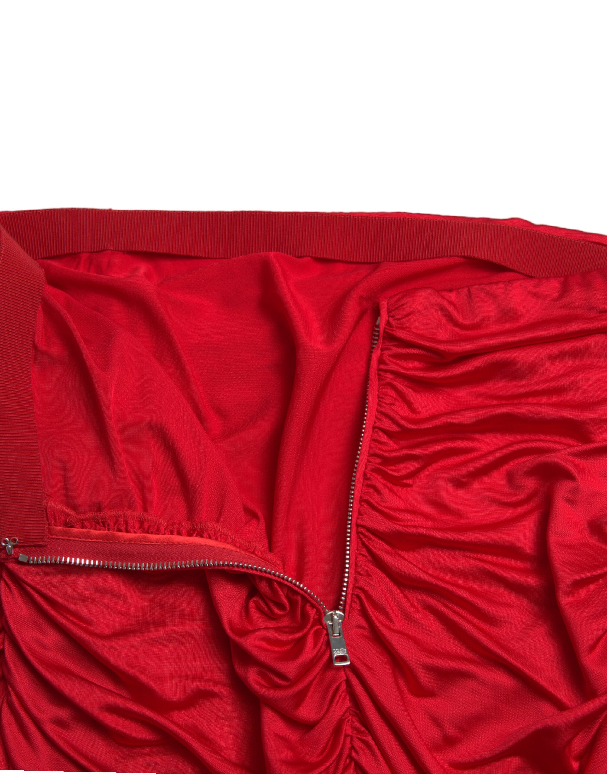 Dolce & Gabbana Roter Viskose-Faltenrock mit hoher Taille
