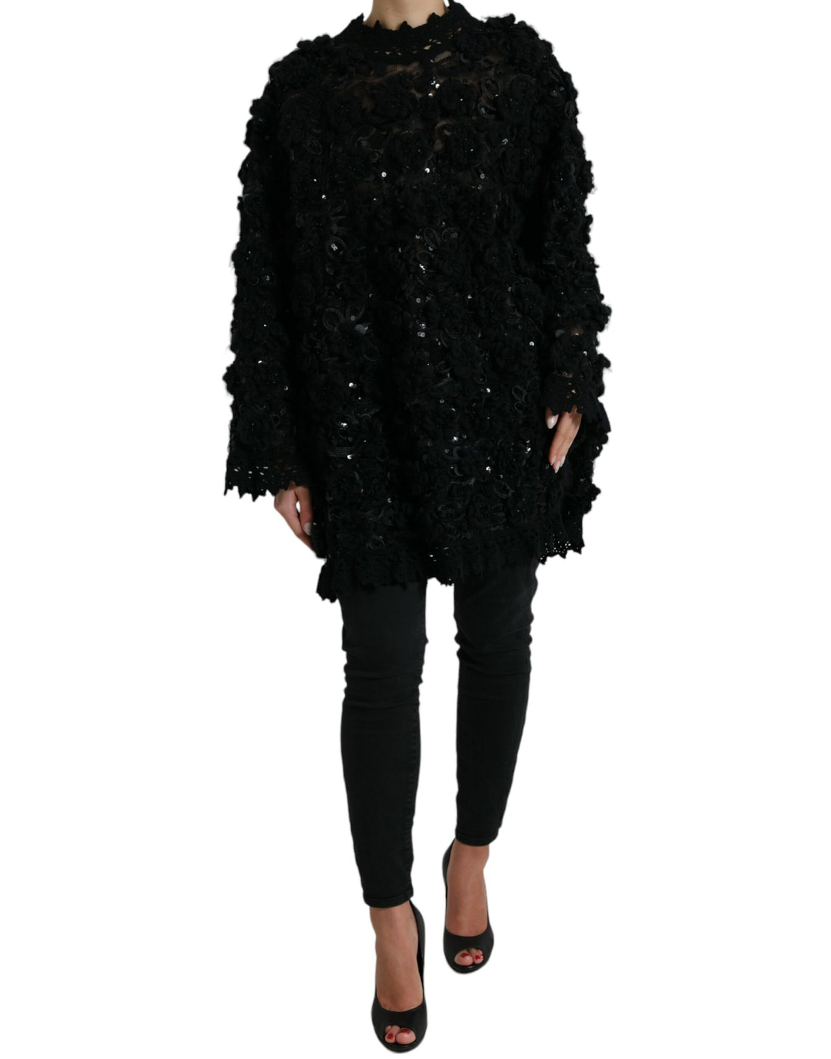 Dolce & Gabbana Schwarzer Pullover mit Paillettenverzierung