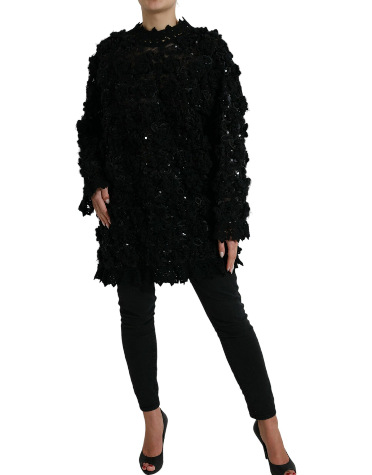 Dolce & Gabbana Schwarzer Pullover mit Paillettenverzierung