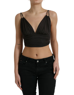 Dolce & Gabbana Braunes Viskose Tank Top mit tiefem V-Ausschnitt