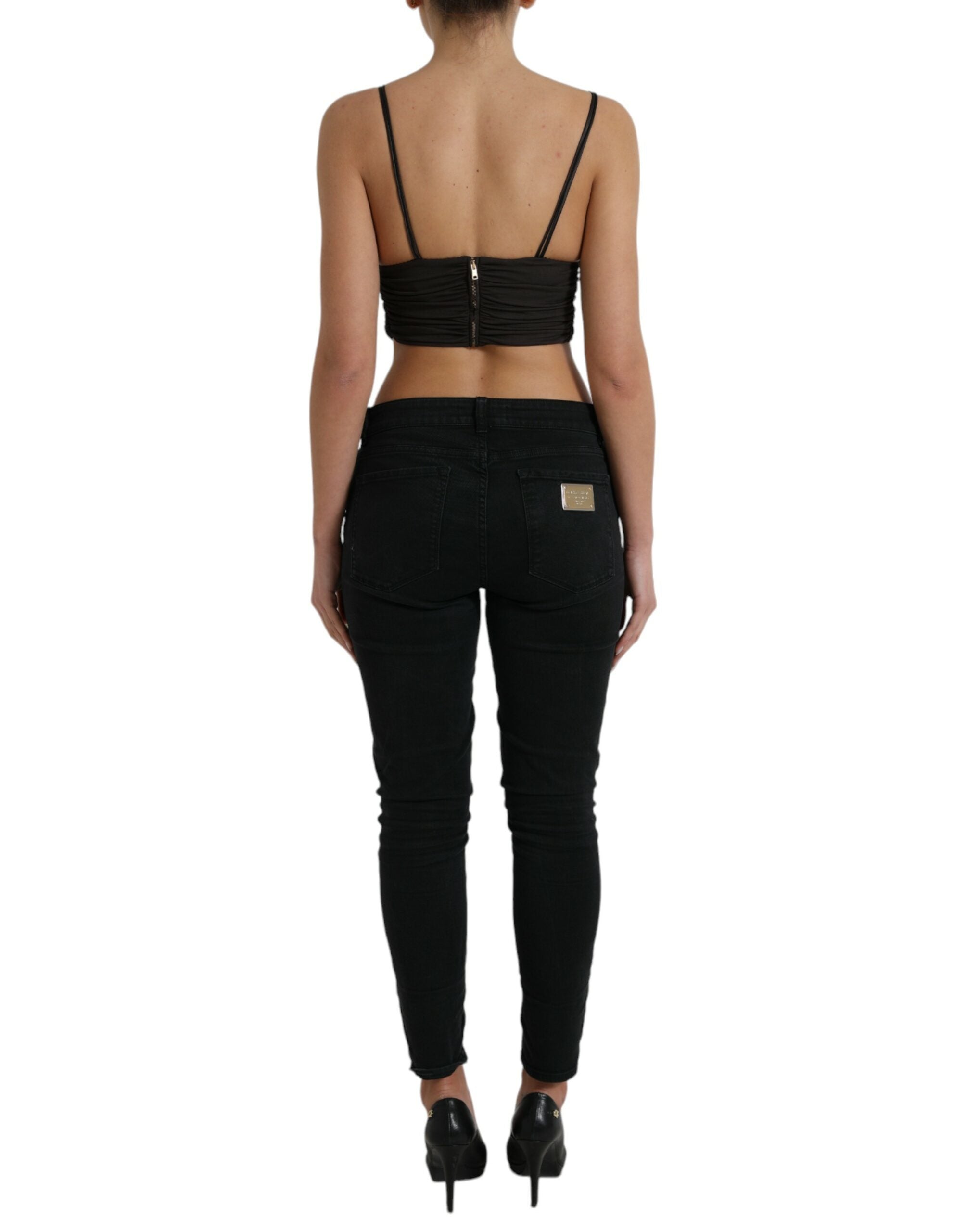 Dolce & Gabbana Braunes Viskose Tank Top mit tiefem V-Ausschnitt