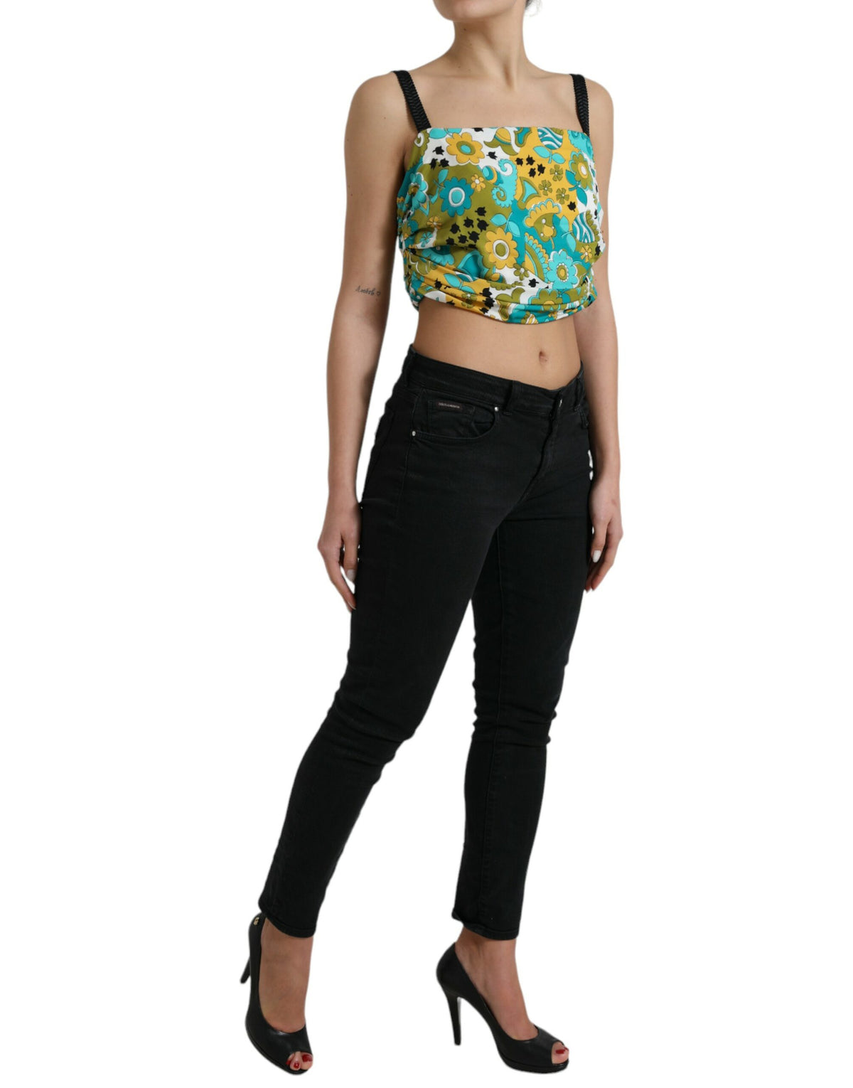 Dolce & Gabbana Multicolor Floral Ärmelloses Cropped Top