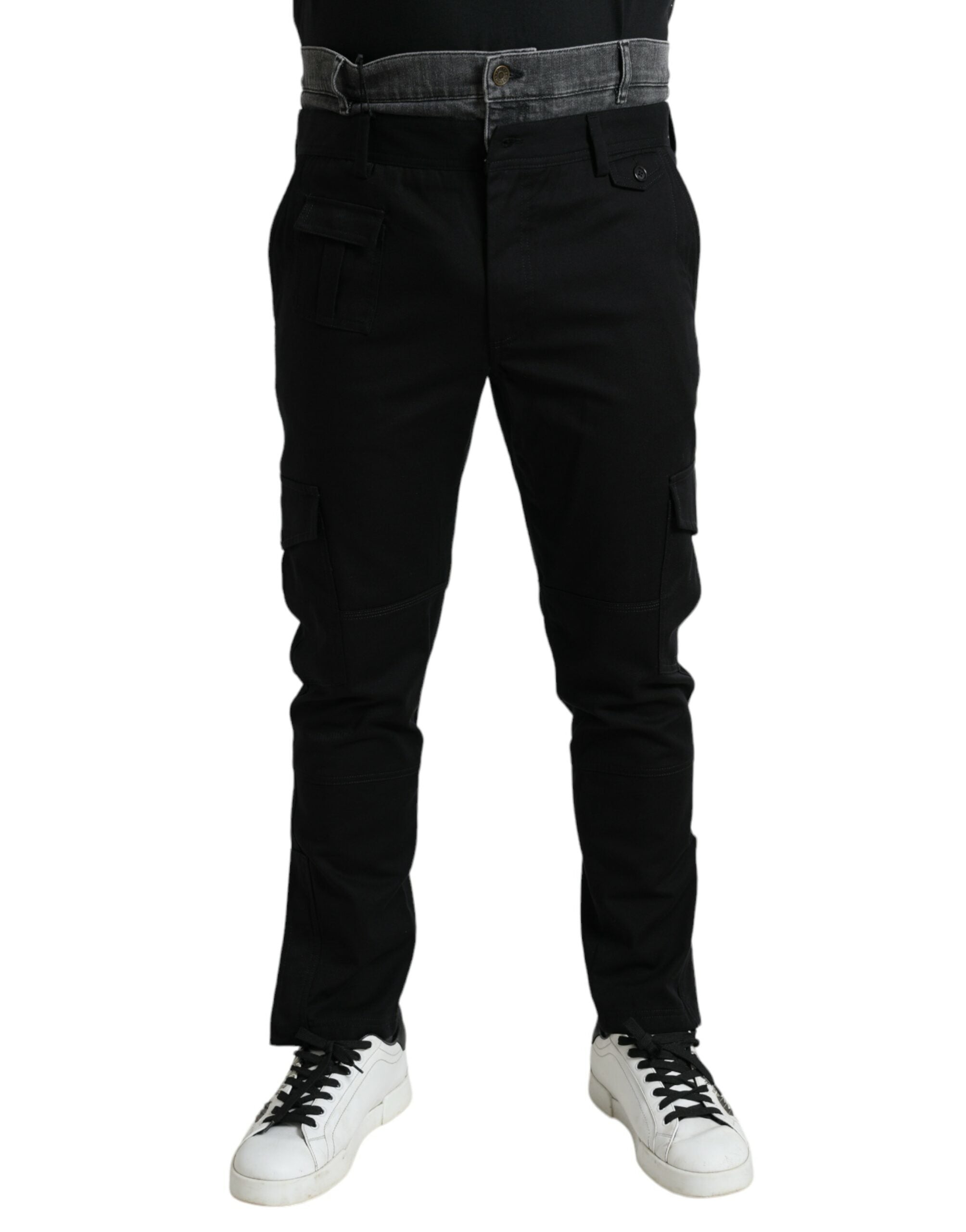 Dolce & Gabbana Schwarze graue Slim Cotton Denim Jeans-Hose