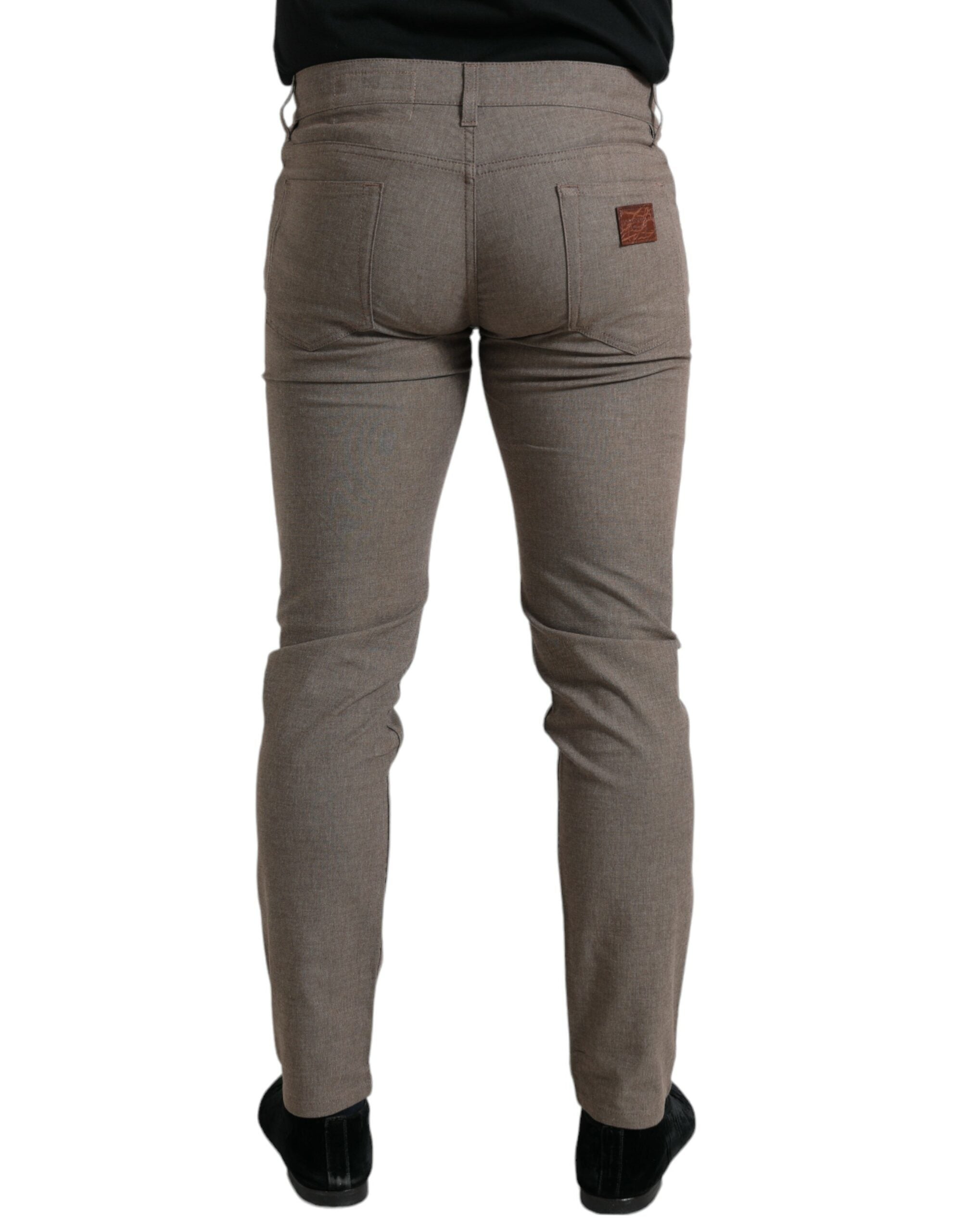 Dolce & Gabbana Braune Baumwoll-Stretch-Skinny-Hose für Männer