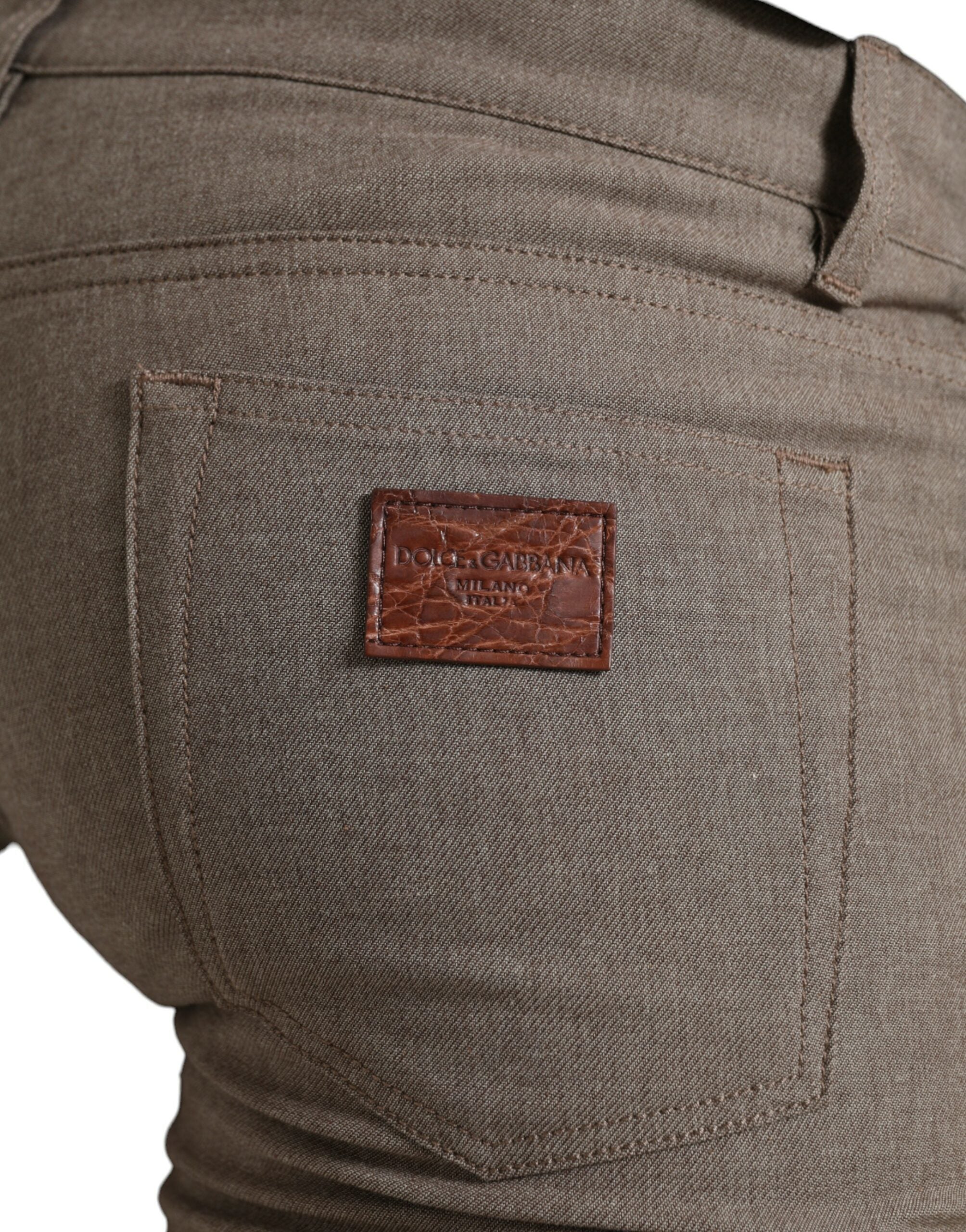 Dolce & Gabbana Braune Baumwoll-Stretch-Skinny-Hose für Männer
