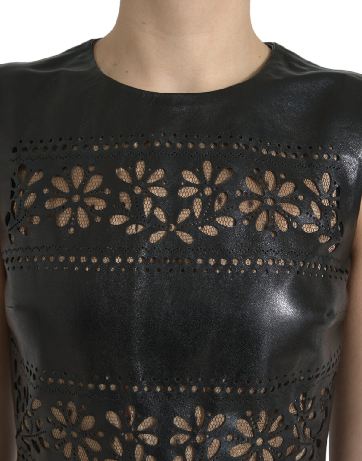 Red Valentino Glänzend Schwarzes Nylon Ausschnitt A-Linie Minikleid