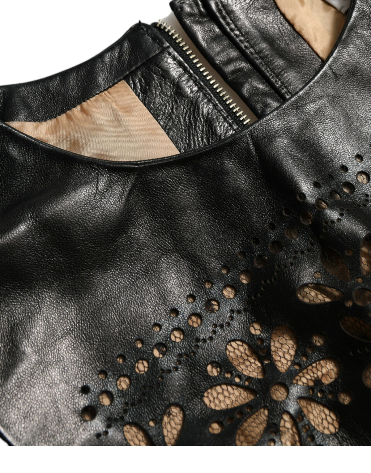 Red Valentino Glänzend Schwarzes Nylon Ausschnitt A-Linie Minikleid