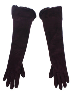 Dolce & Gabbana Lila Nerz Pelz Ziegenfell Wildleder Handschuhe