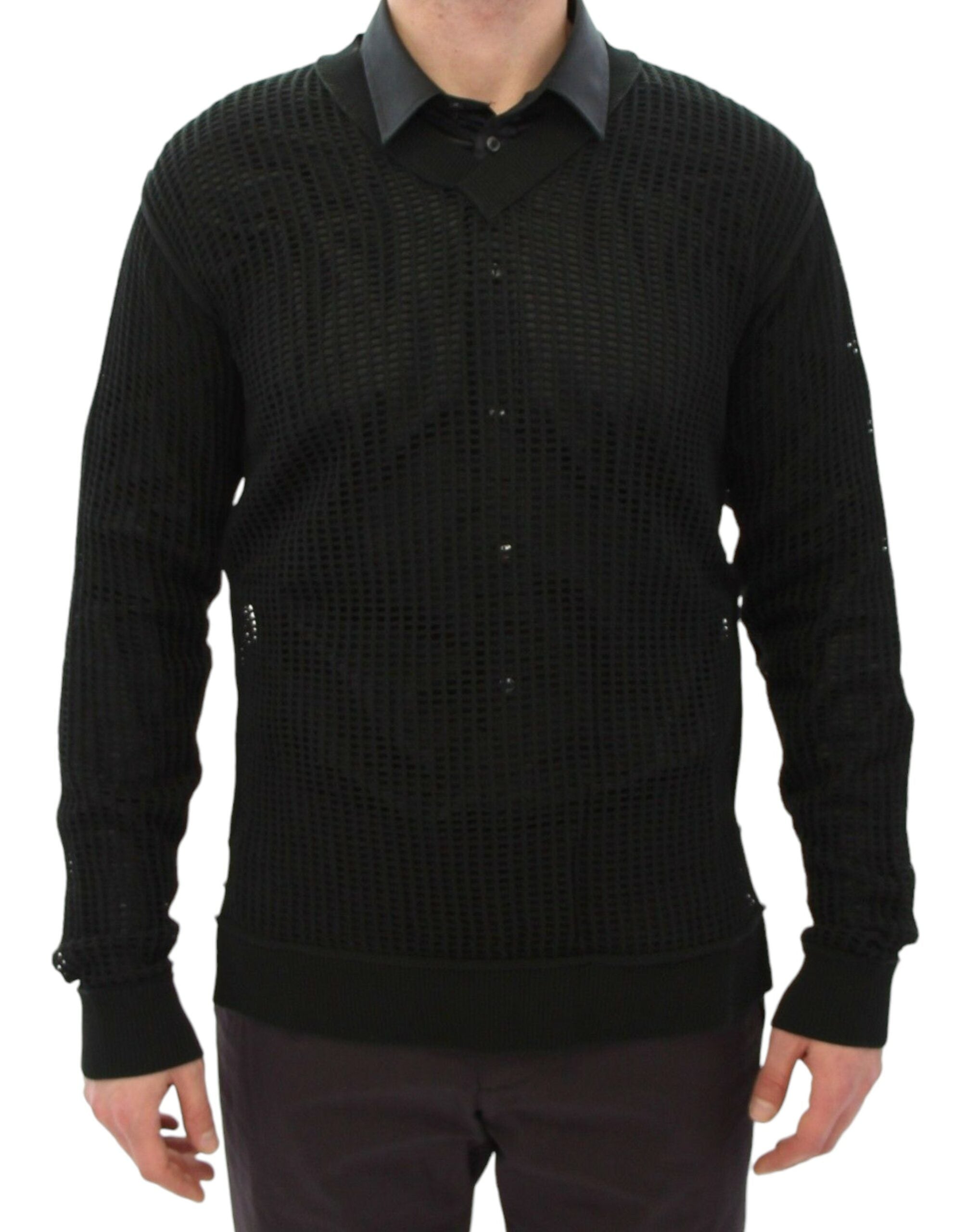 Dolce & Gabbana Dunkelgrüner Runway Netz Pullover Netzpullover
