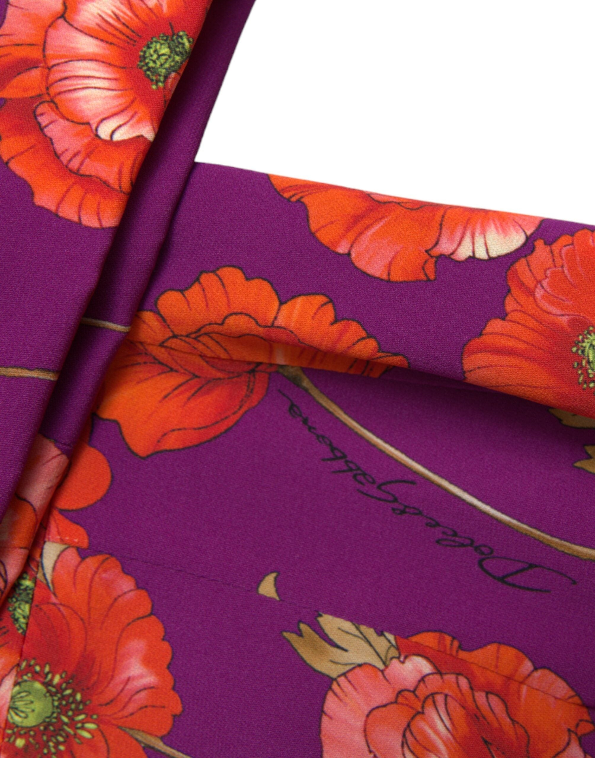 Dolce & Gabbana Mehrfarbiges Etuikleid mit Mohnblumenmuster