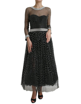 Dolce & Gabbana Schwarzes kristallverziertes Kleid in A-Linie