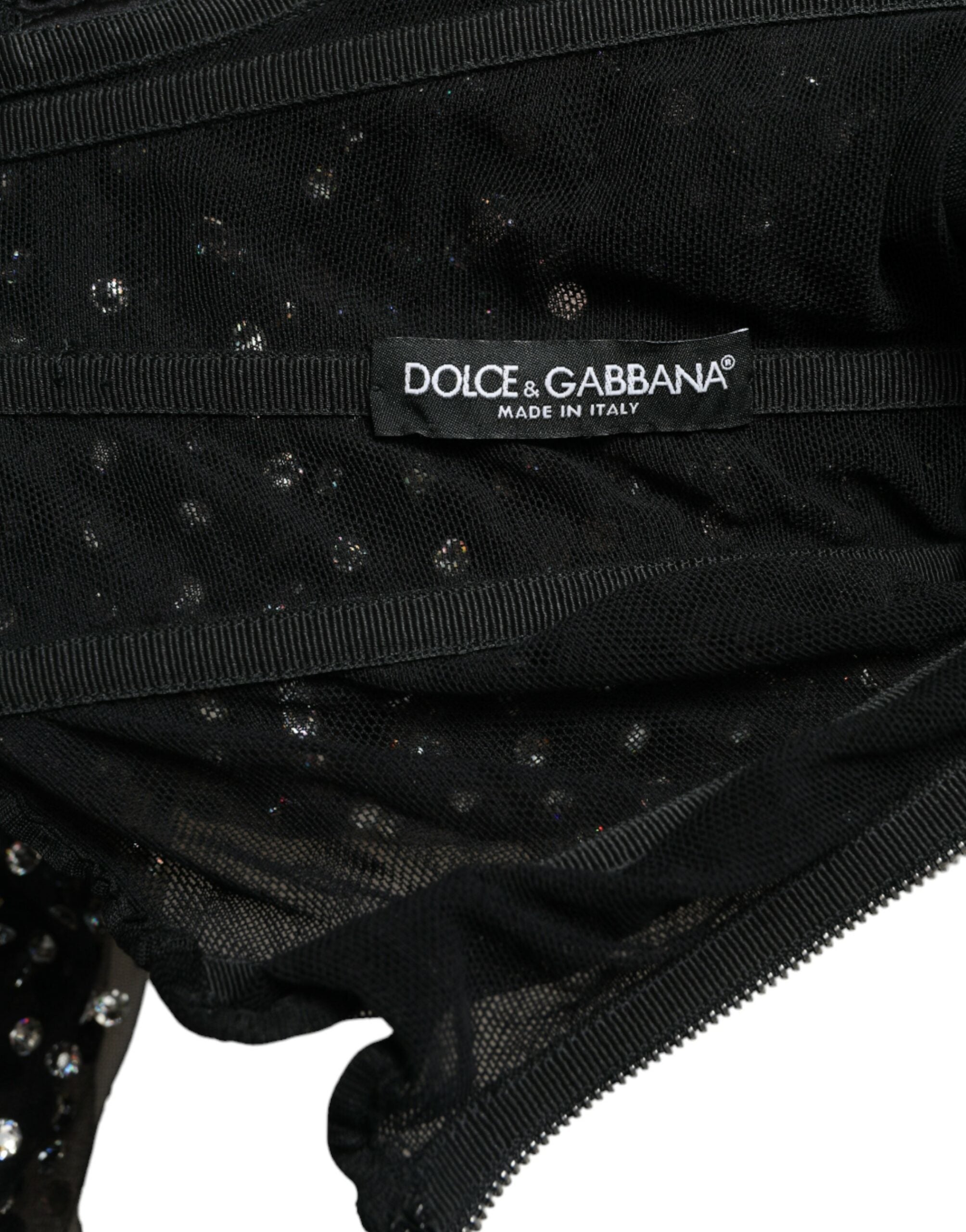 Dolce & Gabbana Schwarzes kristallverziertes Kleid in A-Linie