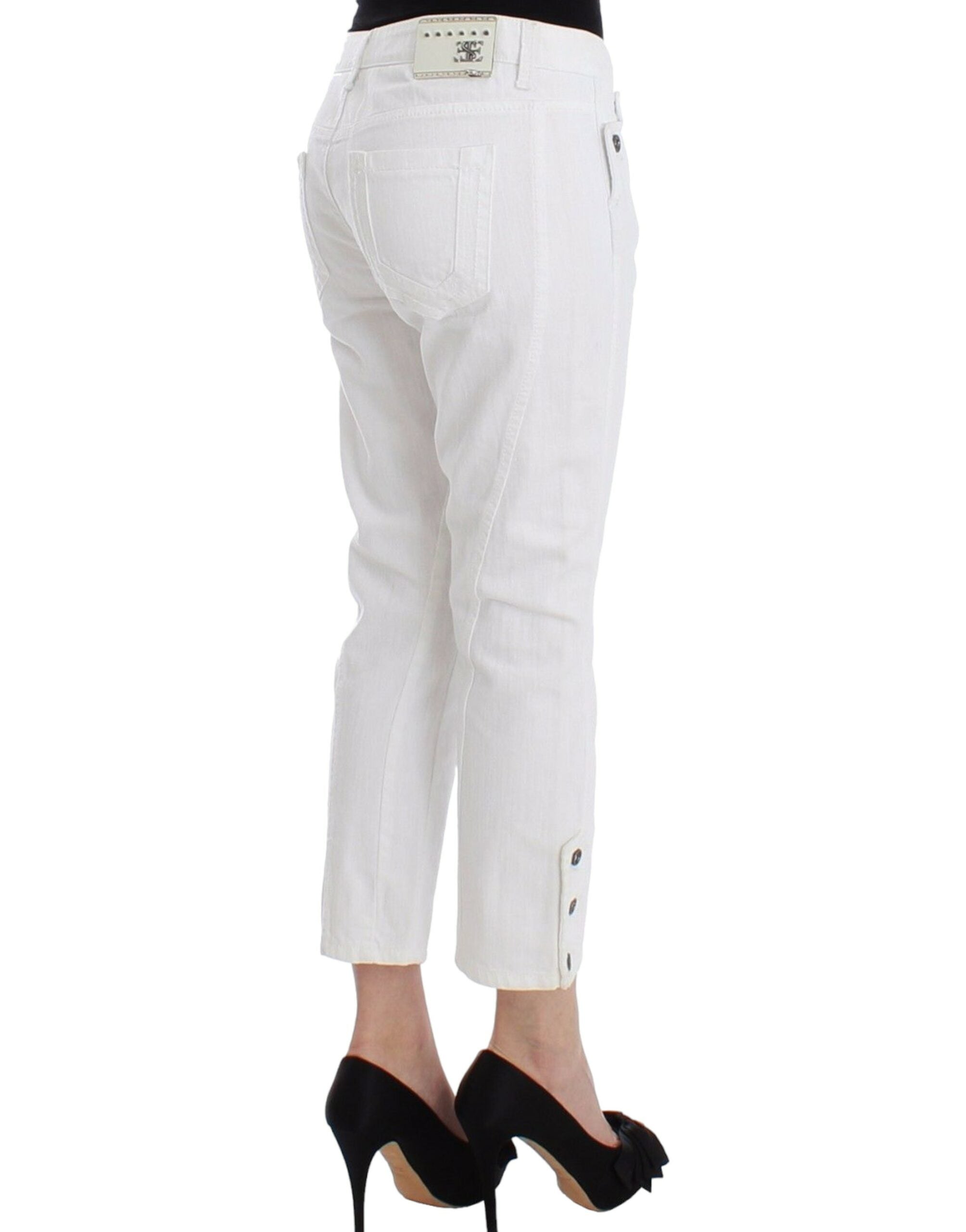 Ermanno Scervino Weiße Cropped Jeans Denim Hosen Branded Capri