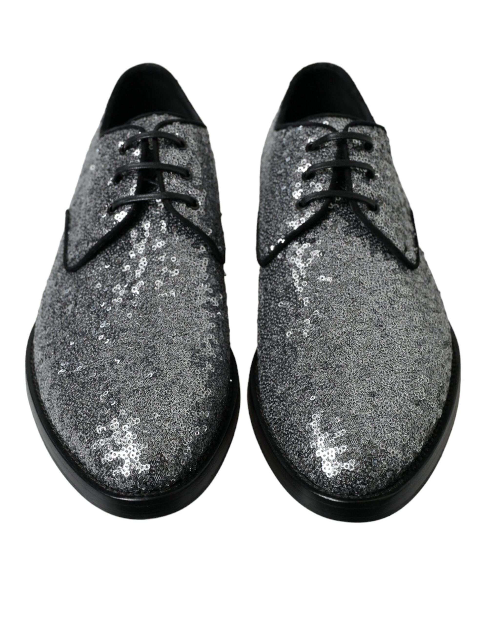 Dolce & Gabbana Silberne Pailletten-Schnürschuhe für Herren
