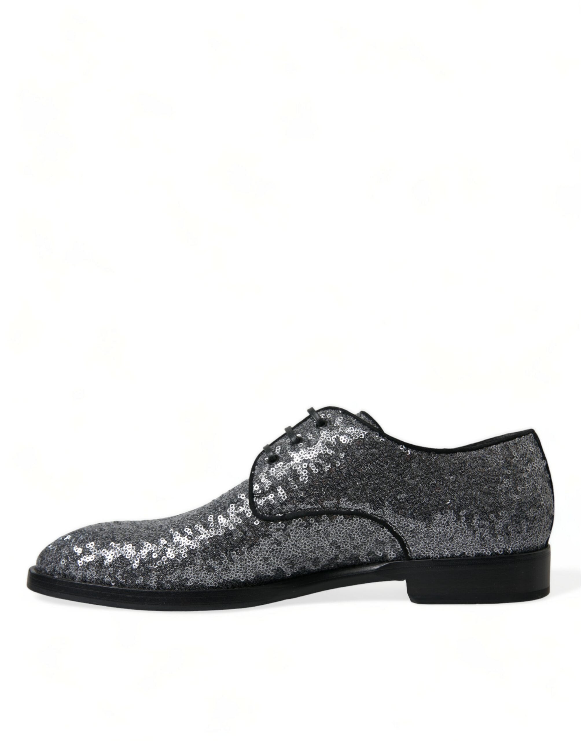 Dolce & Gabbana Silberne Pailletten-Schnürschuhe für Herren