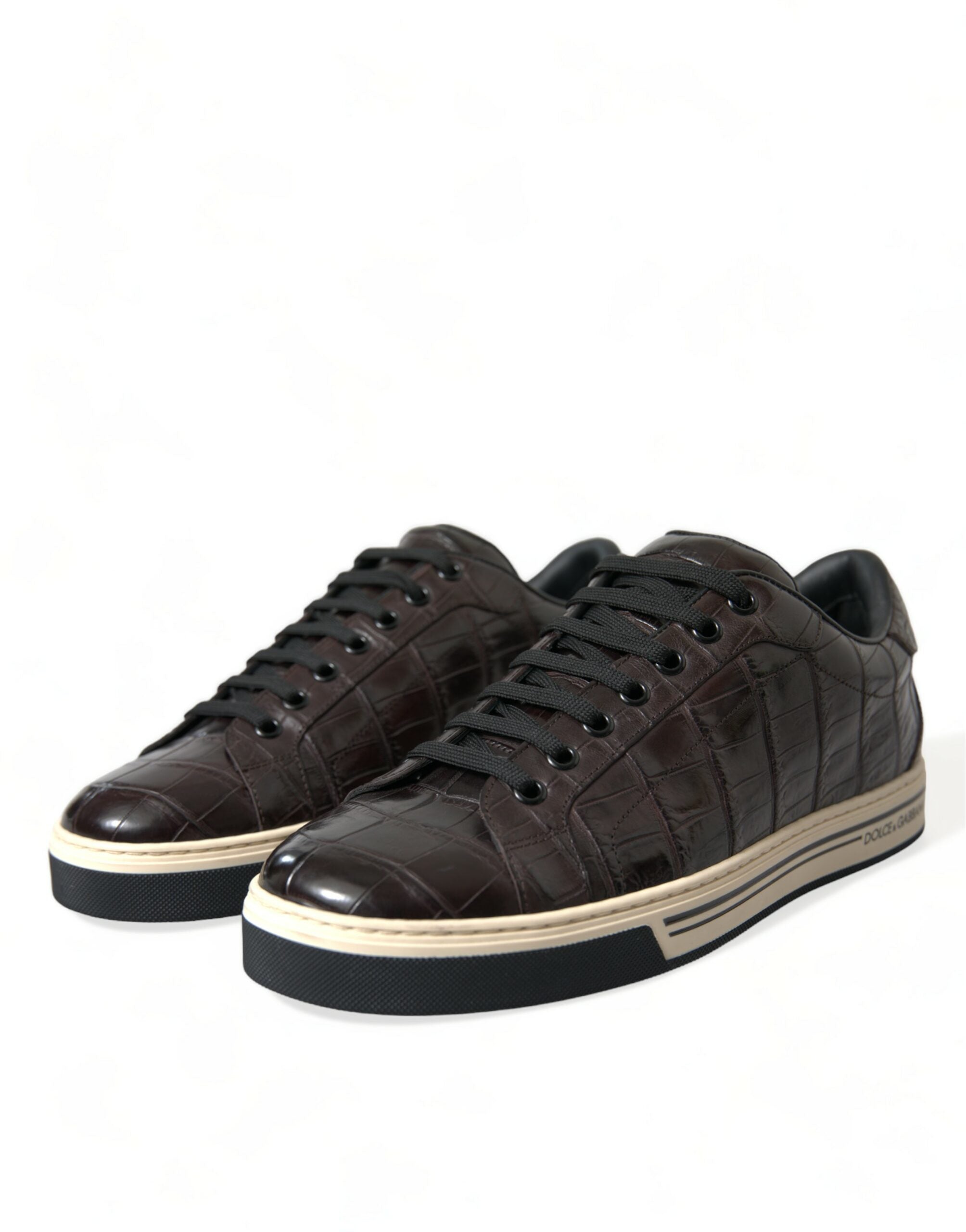 Dolce & Gabbana Braun Kroko Exotische Leder Männer Casual Turnschuhe Schuhe