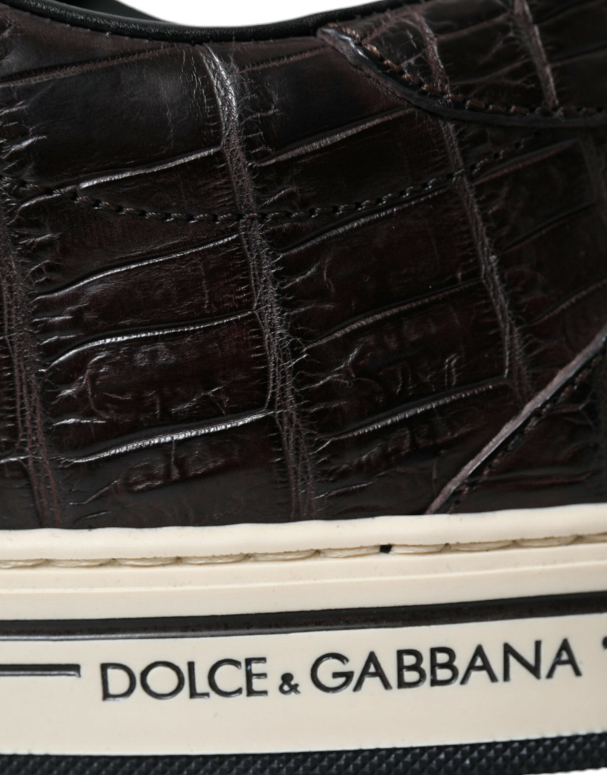 Dolce & Gabbana Braun Kroko Exotische Leder Männer Casual Turnschuhe Schuhe