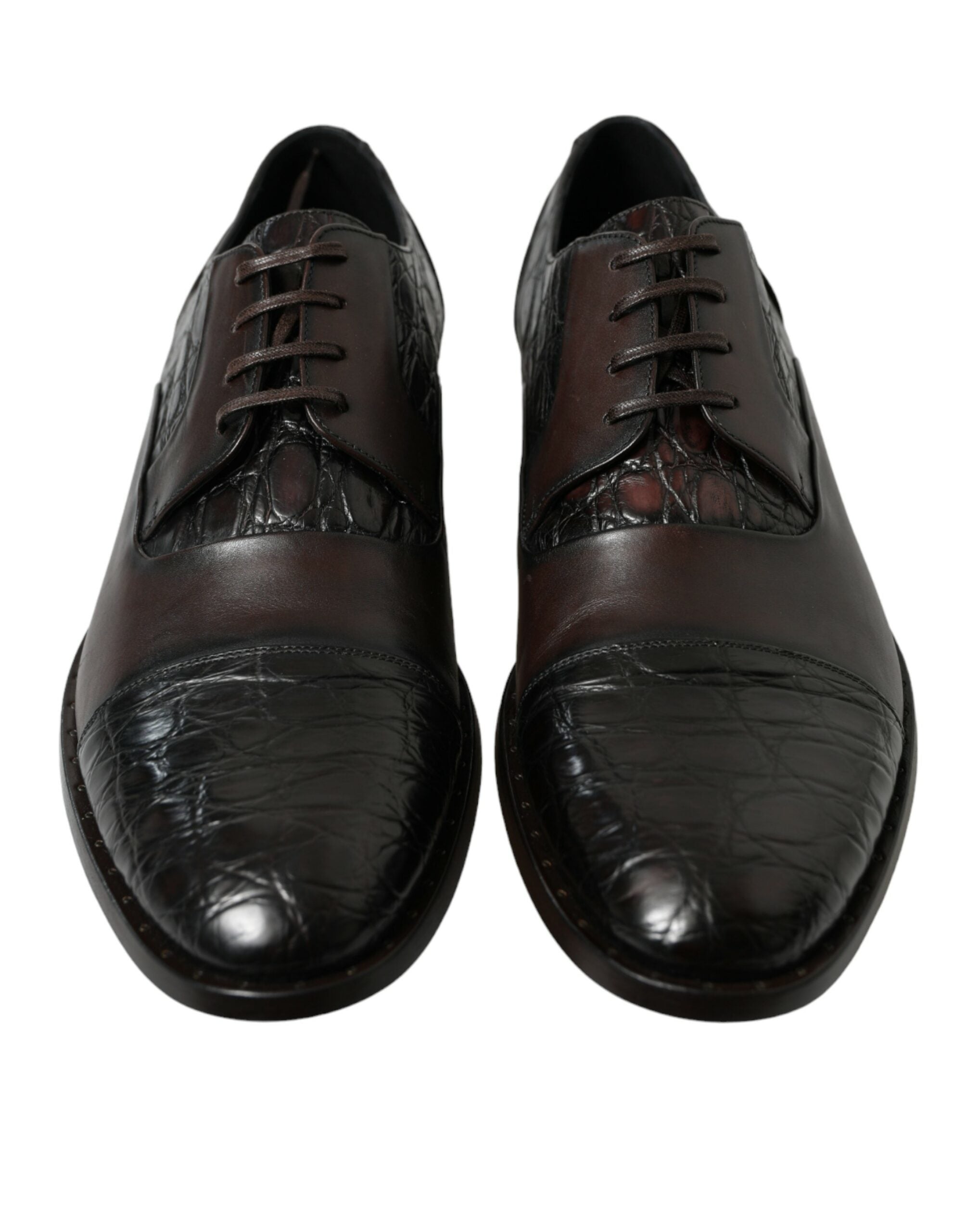 Dolce & Gabbana Braunes Exotisches Leder Formelle Herren Anzugschuhe