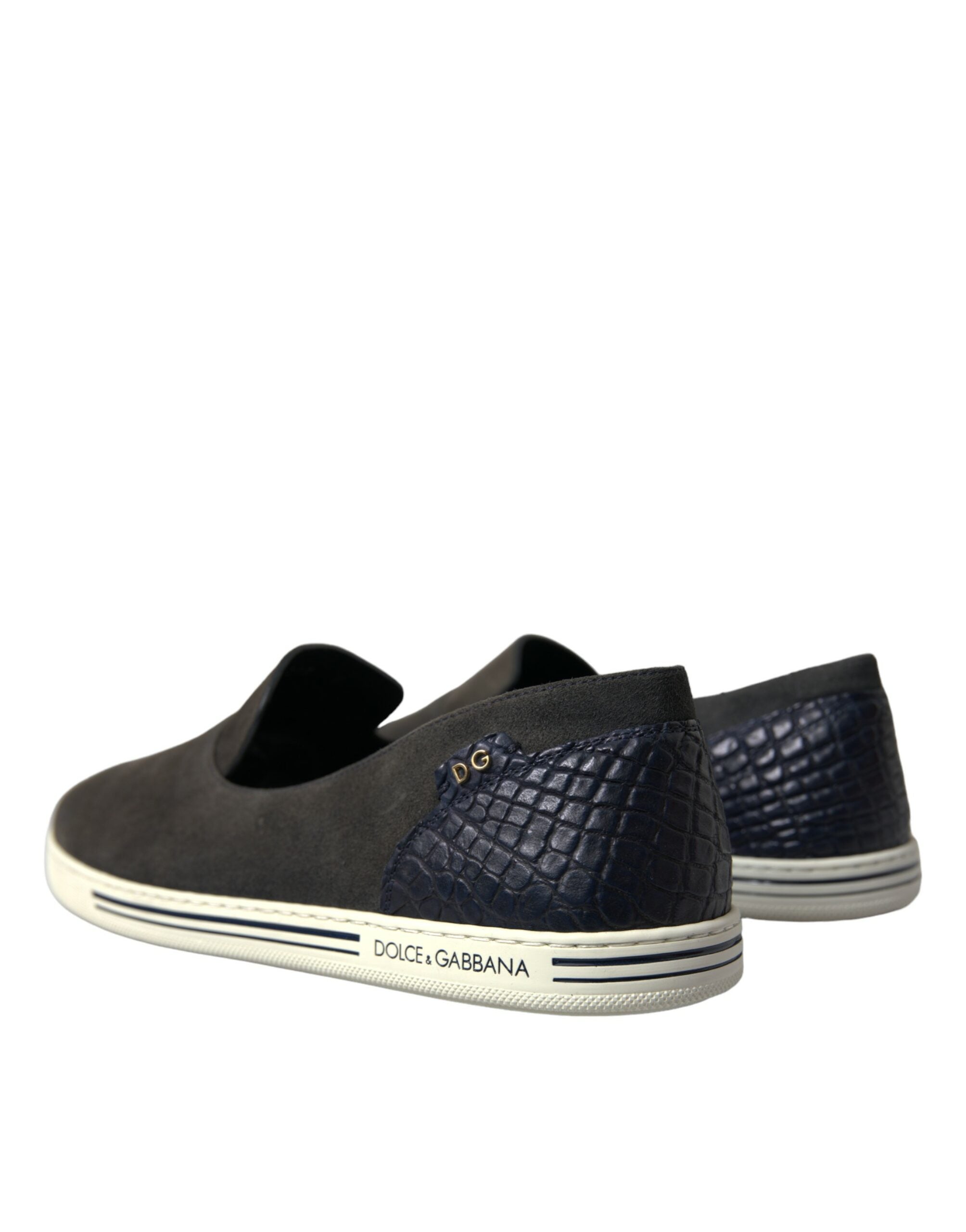Dolce & Gabbana Blau Wildleder Kaiman Männer Loafers Pantoffeln Schuhe