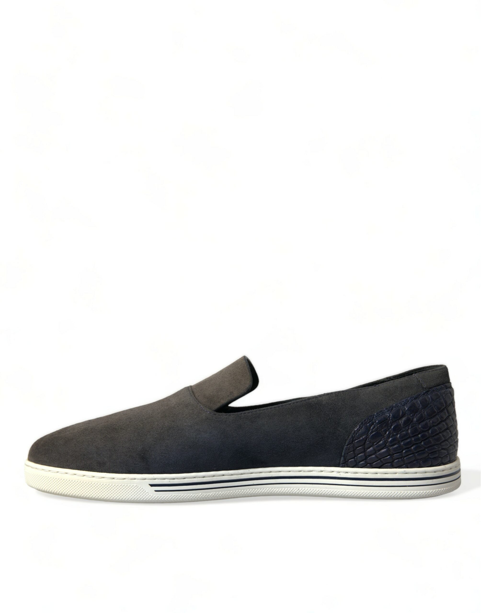 Dolce & Gabbana Blau Wildleder Kaiman Männer Loafers Pantoffeln Schuhe