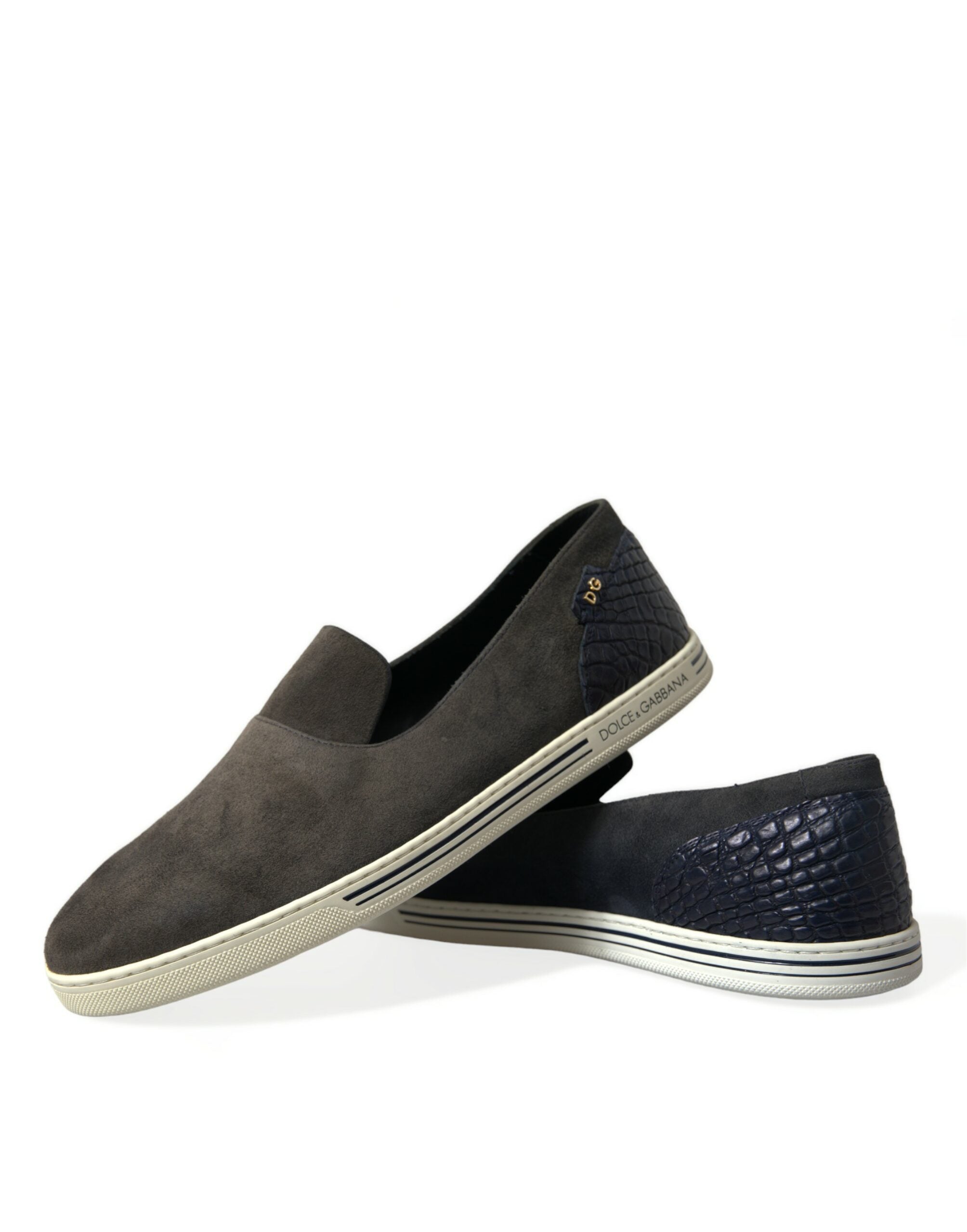 Dolce & Gabbana Blau Wildleder Kaiman Männer Loafers Pantoffeln Schuhe