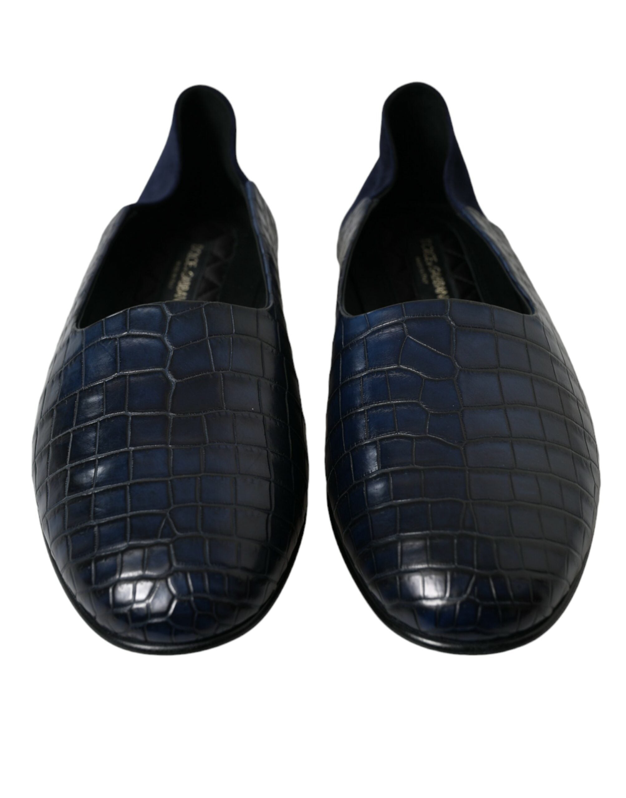 Dolce & Gabbana Blaue Krokodilleder Loafer Slip On Schuhe