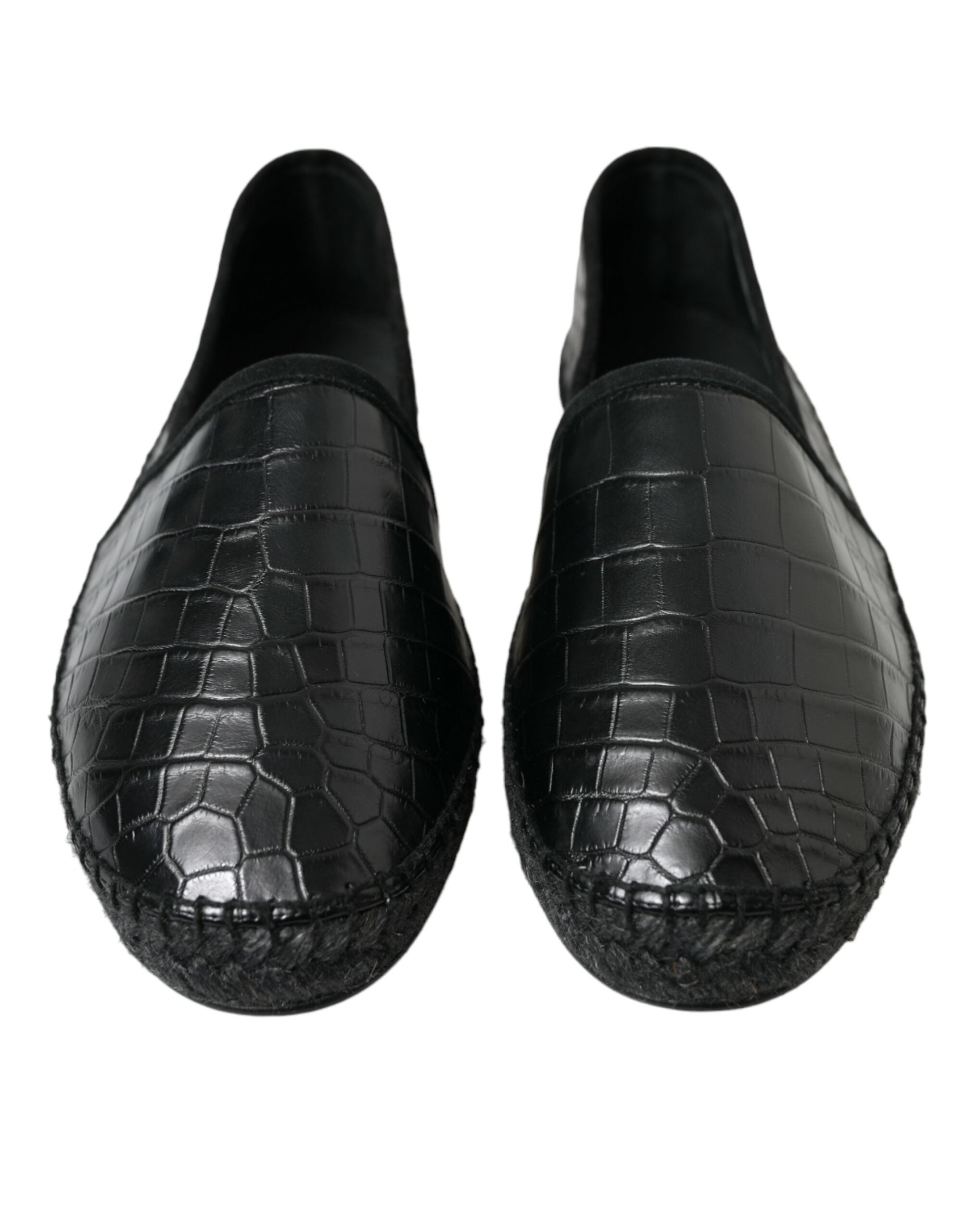 Dolce & Gabbana Schwarze Exotische Leder Espadrilles Slip On Schuhe