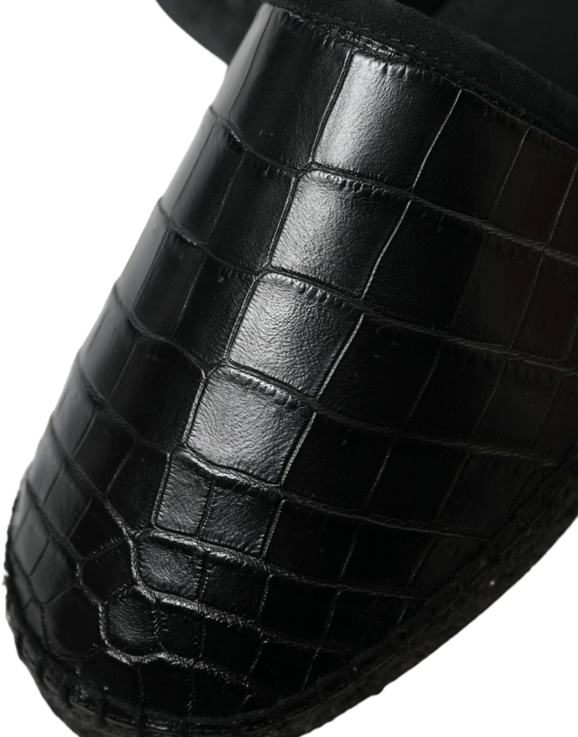 Dolce & Gabbana Schwarze Exotische Leder Espadrilles Slip On Schuhe