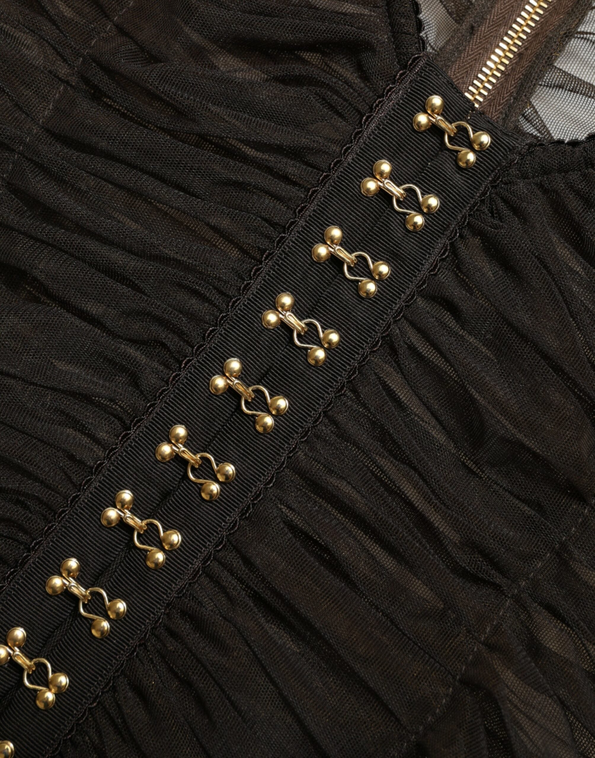 Dolce & Gabbana Braunes verschönertes Nylon Stretch Cropped Top