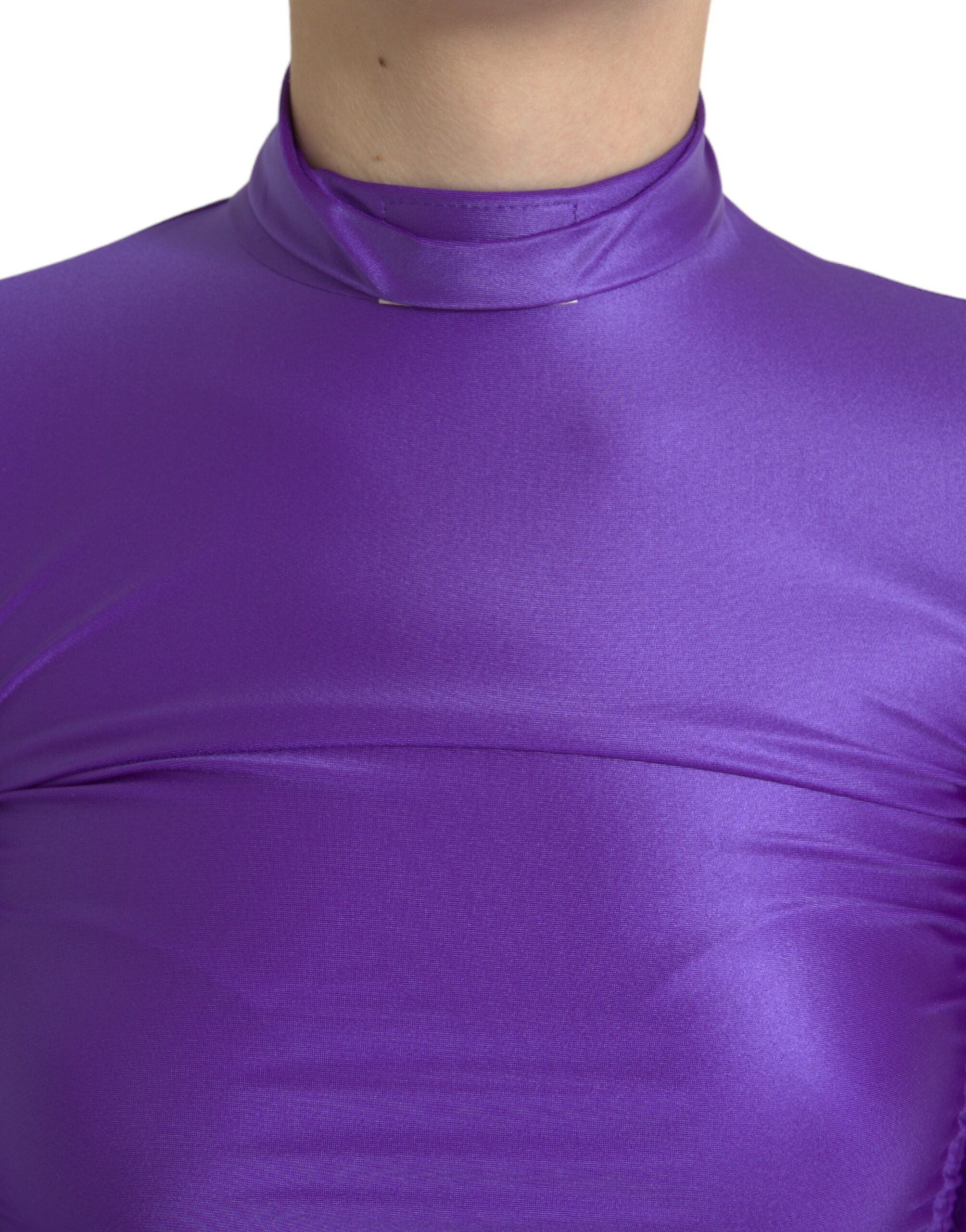 Dolce & Gabbana Lila Nylon Stretch Slim Long Sleeves Top