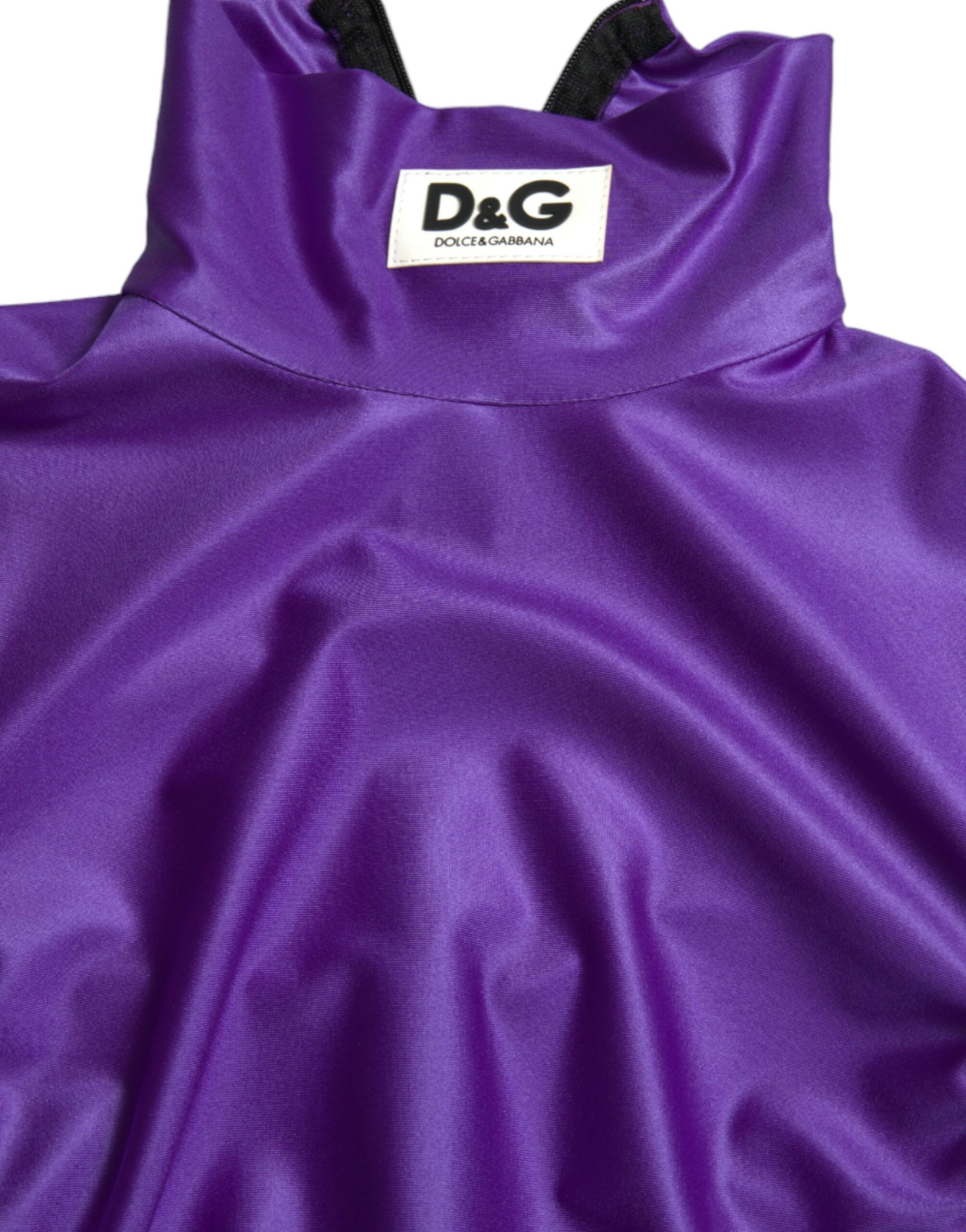Dolce & Gabbana Lila Nylon Stretch Slim Long Sleeves Top
