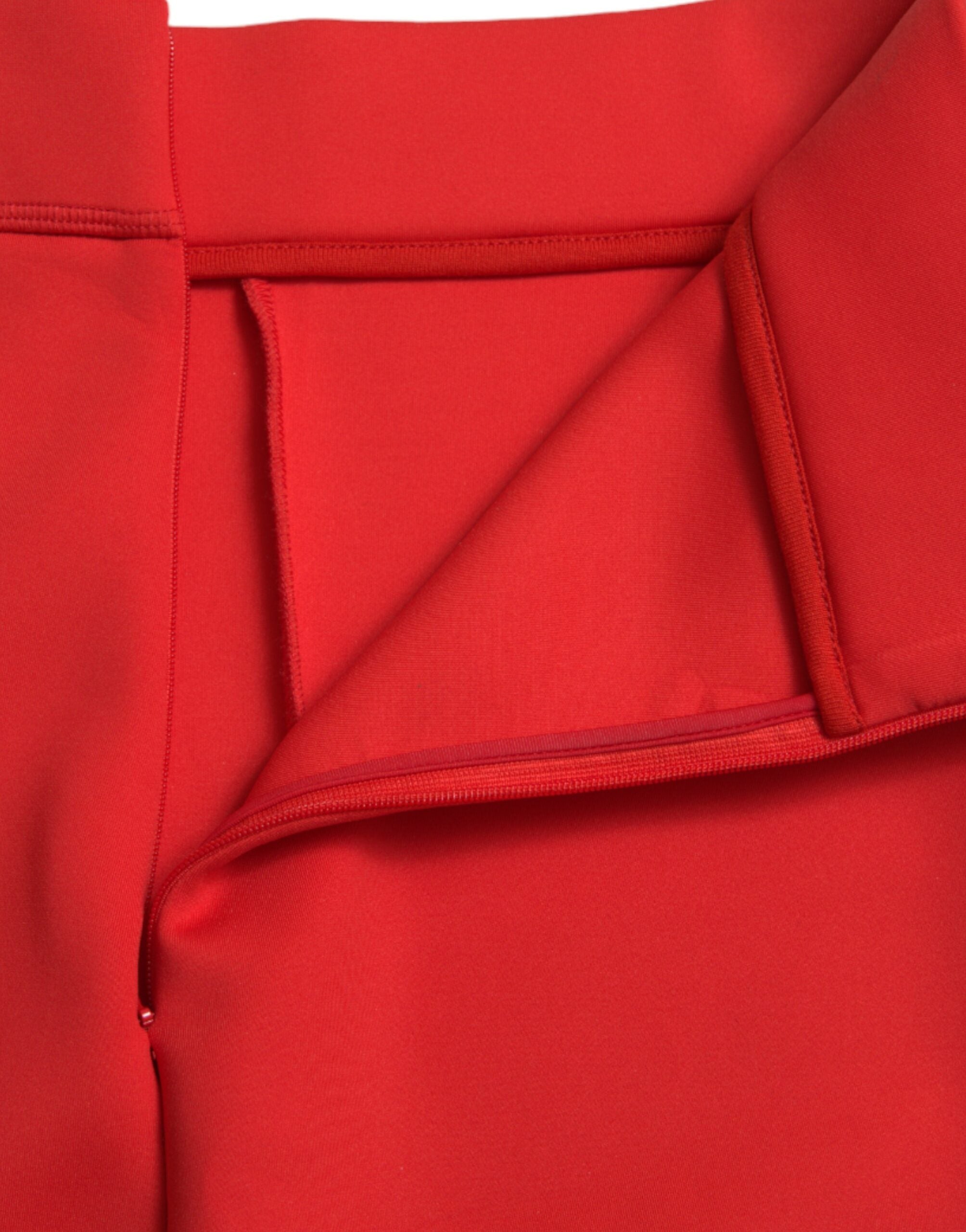 Dolce & Gabbana Rote Nylon Stretch Slim Leggings Hose