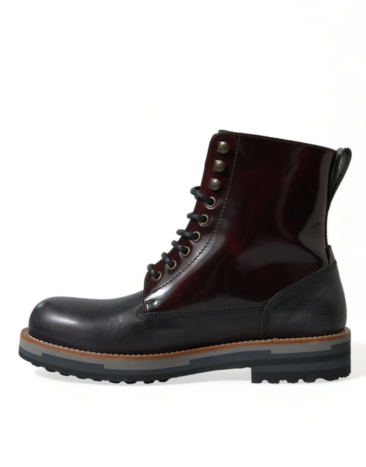 Dolce & Gabbana Schwarzes Leder Militär Kampfstiefel Schuhe