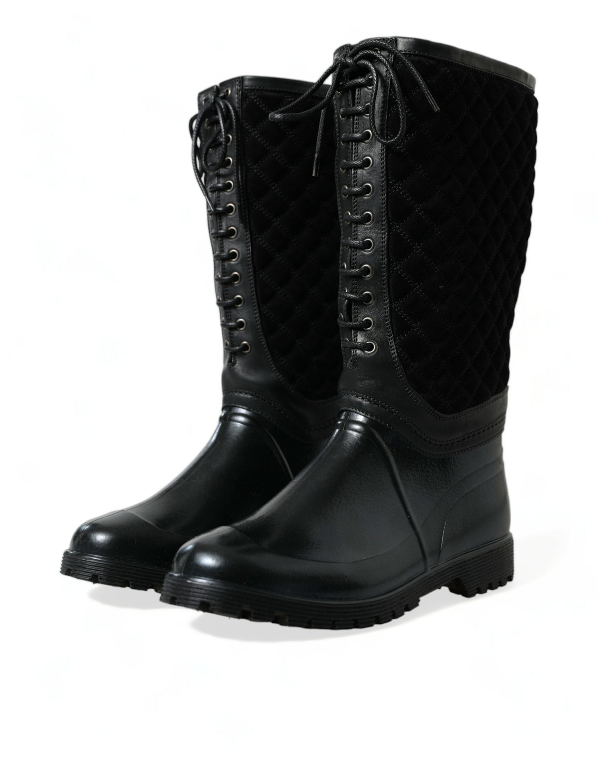 Dolce & Gabbana Schwarz Chioggia Gummi Wildleder Regen Stiefel Schuhe
