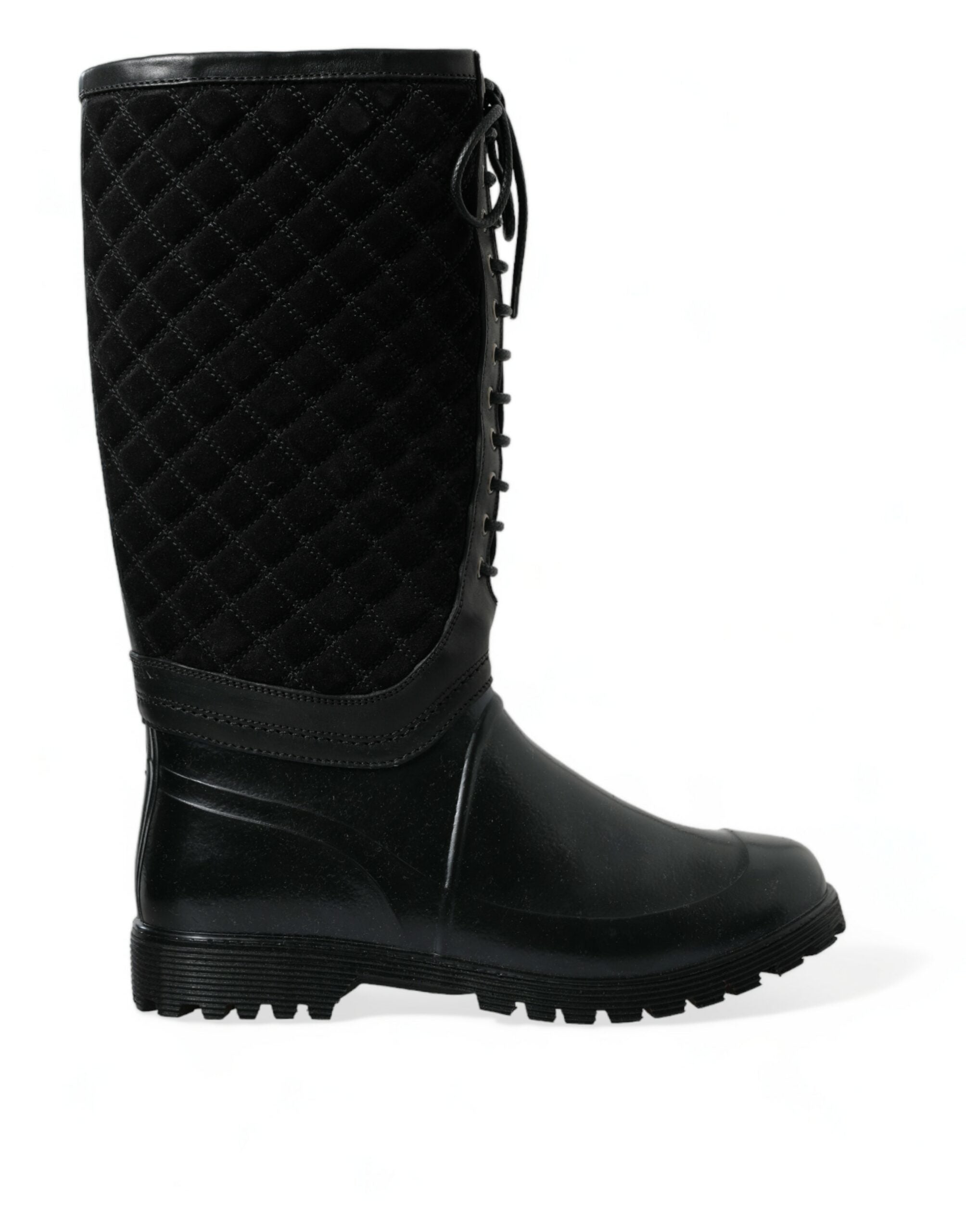Dolce & Gabbana Schwarz Chioggia Gummi Wildleder Regen Stiefel Schuhe